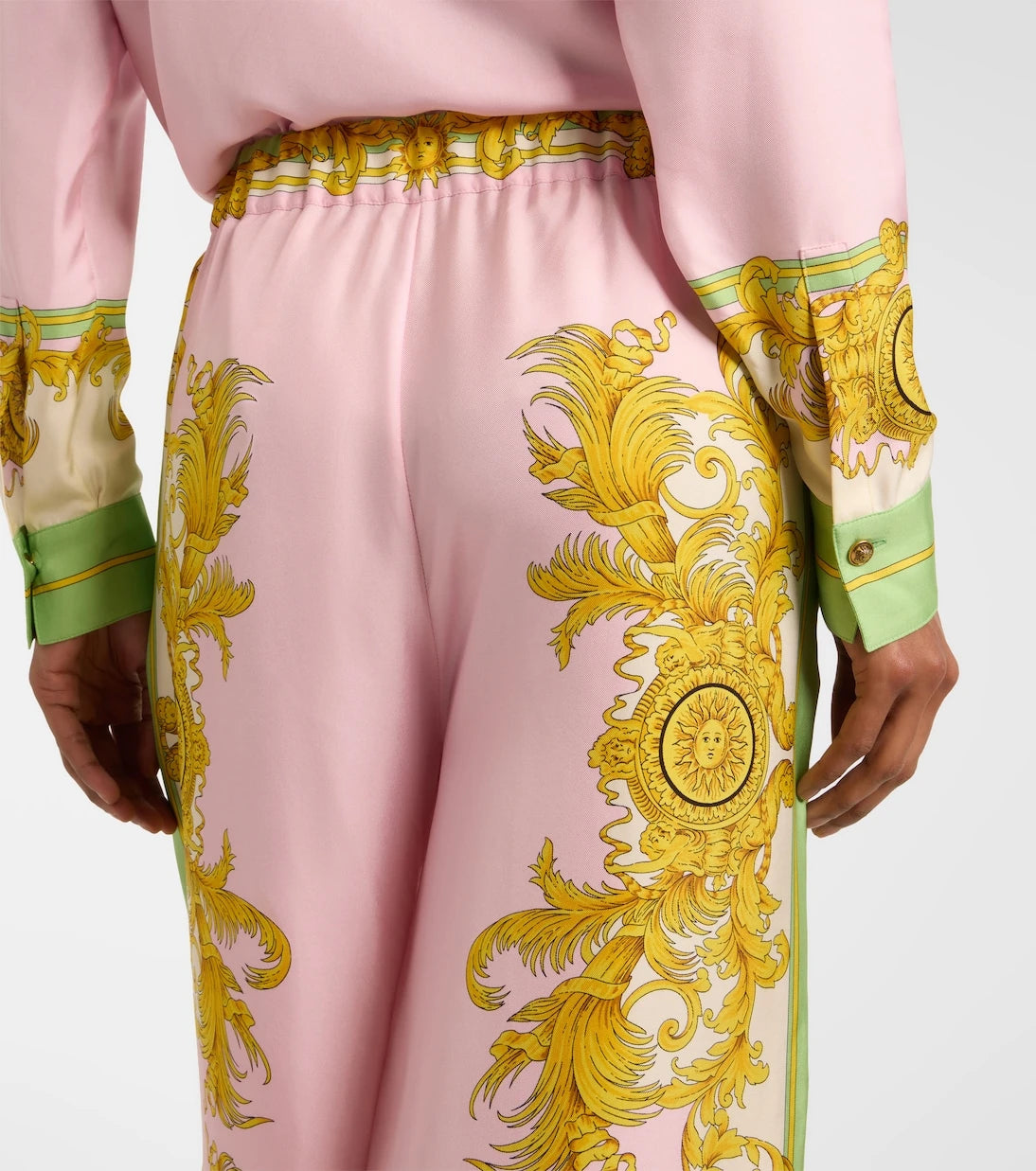 Versace - Printed silk twill wide-leg pants