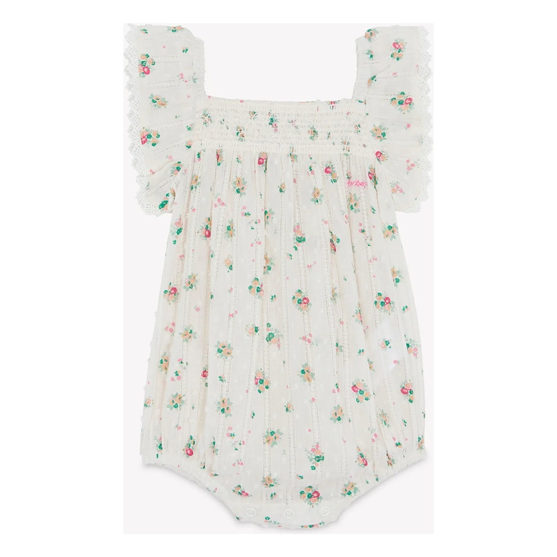Bonton - Lalix Bouquets Smocked romper | White