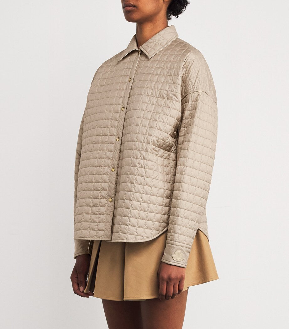Moncler Beige Microfiber Quilted Reversible Shacket