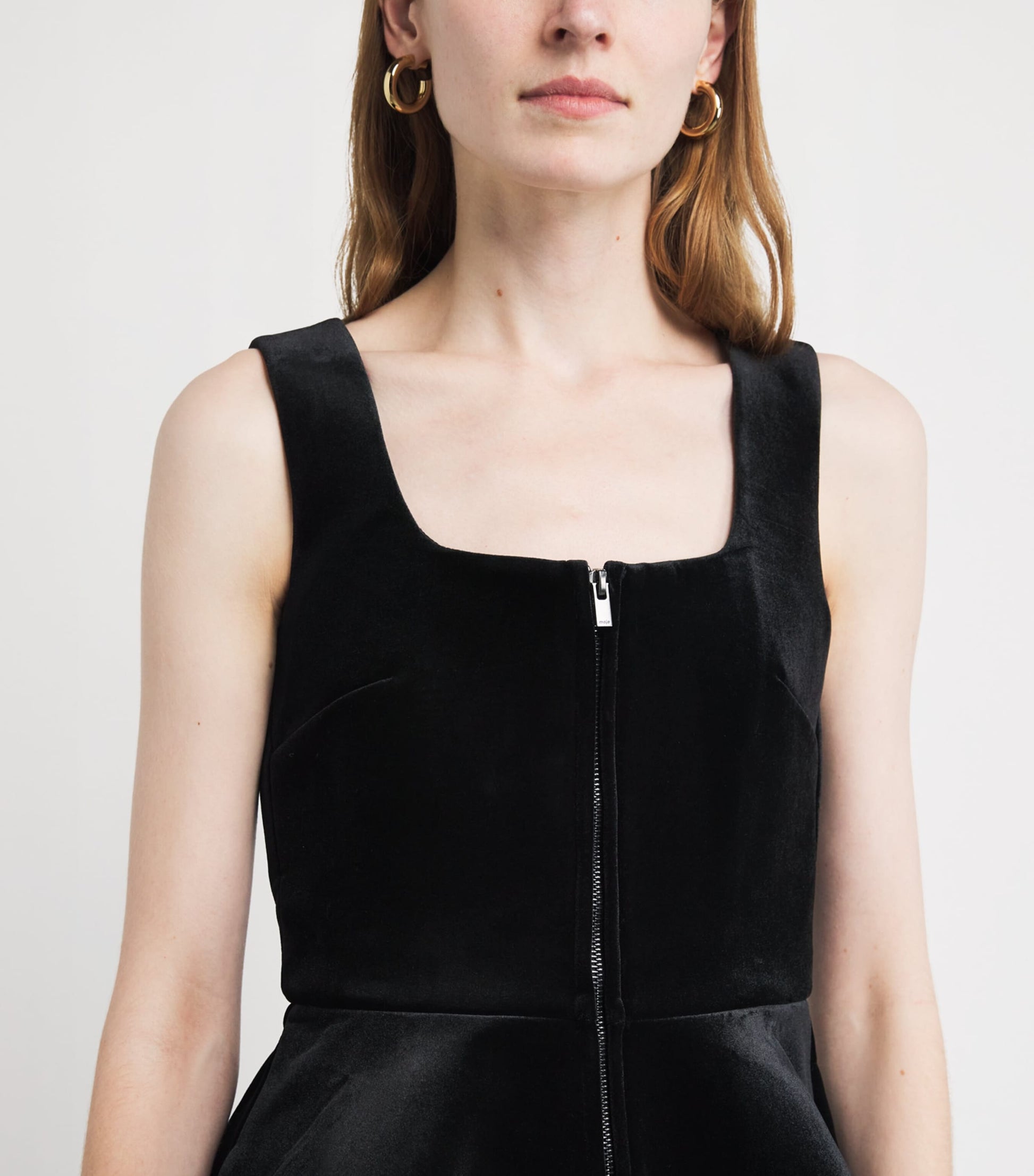 Maje Black Velvet Mini Dress