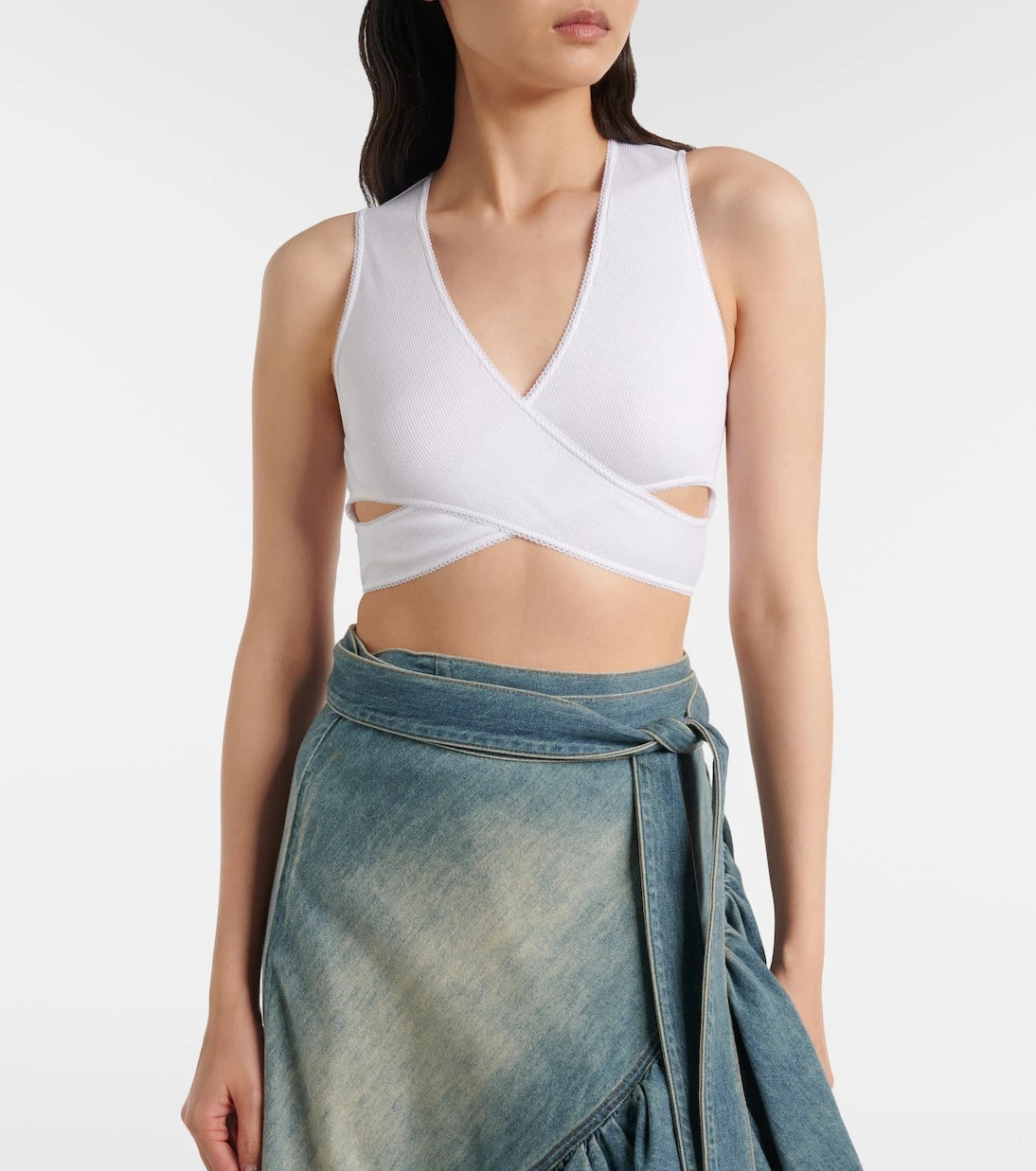 Alaïa - Ribbed-knit jersey crop top