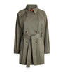 Green Cotton Short Trench Coat