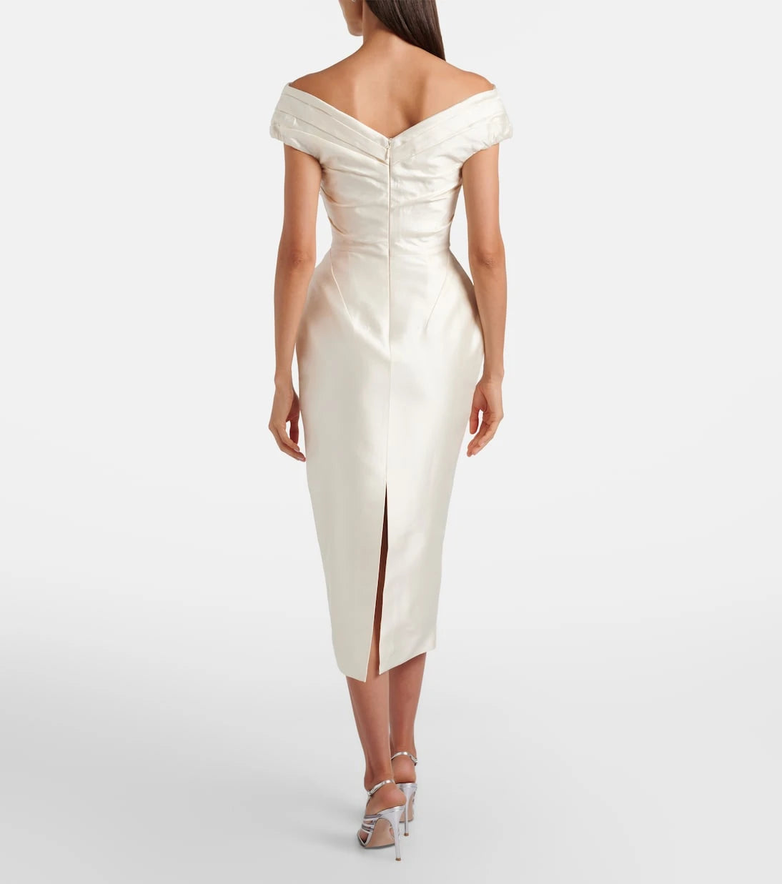Rachel Gilbert - Bronte off-shoulder wool and silk cocktail dress