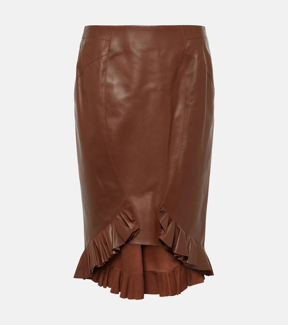 Tom Ford - Ruffled leather midi skirt