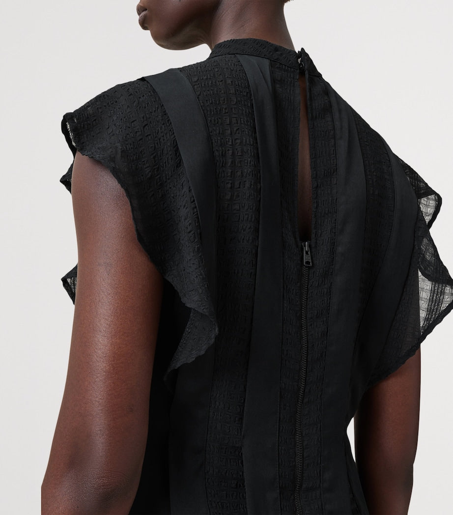 AllSaints Black Asymmetric Fleur Dress