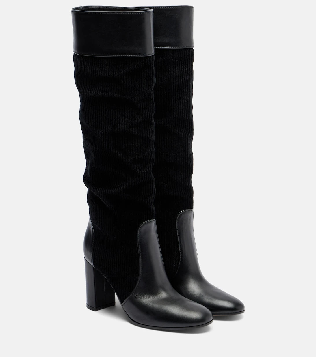 Gianvito Rossi - Sheffield leather and corduroy knee-high boots