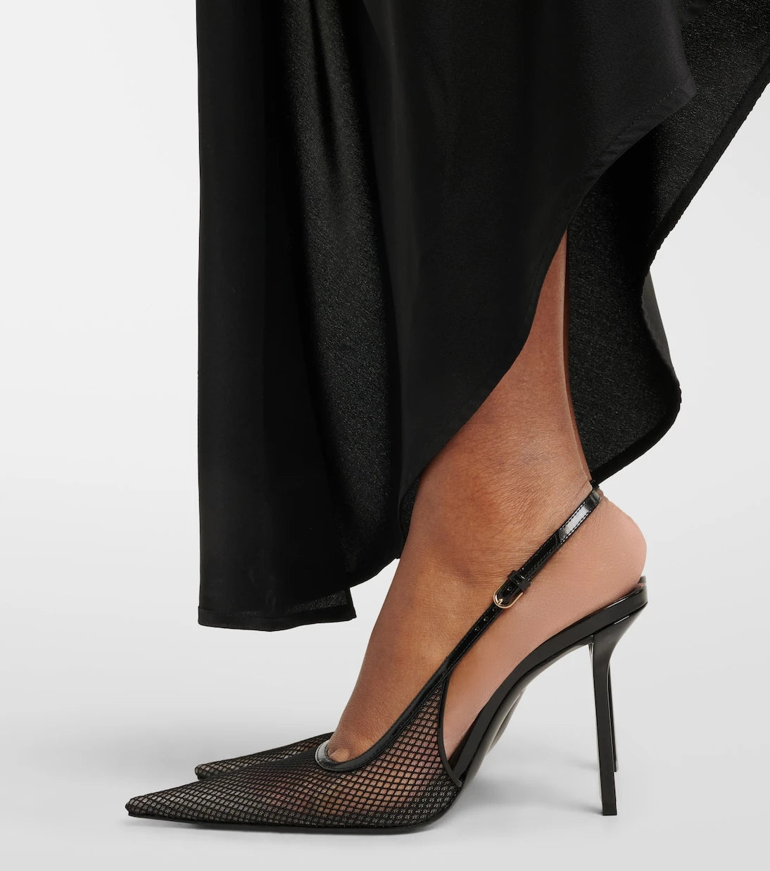 Victoria Beckham - Leather-trimmed mesh slingback pumps