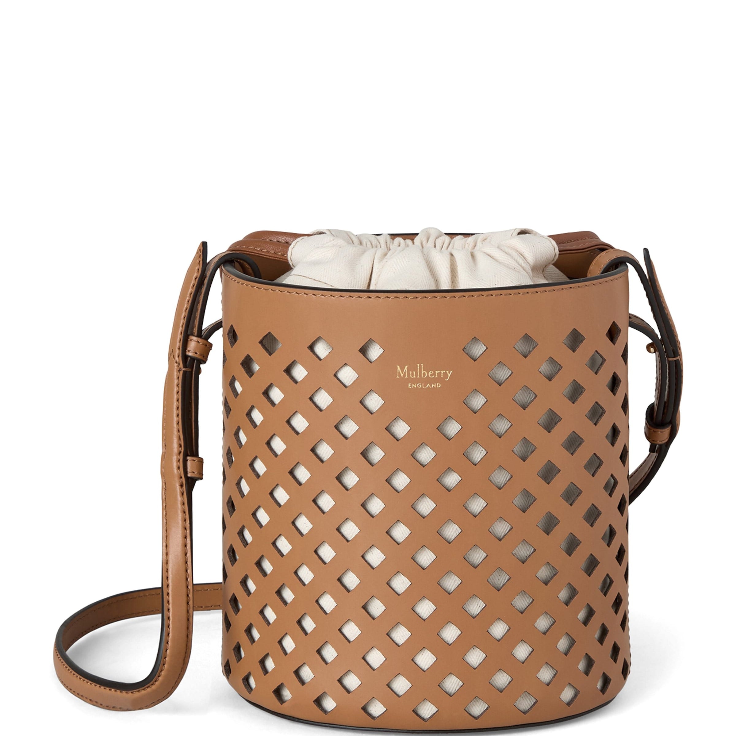 Mulberry Brown Leather Perforated Bucket Bag