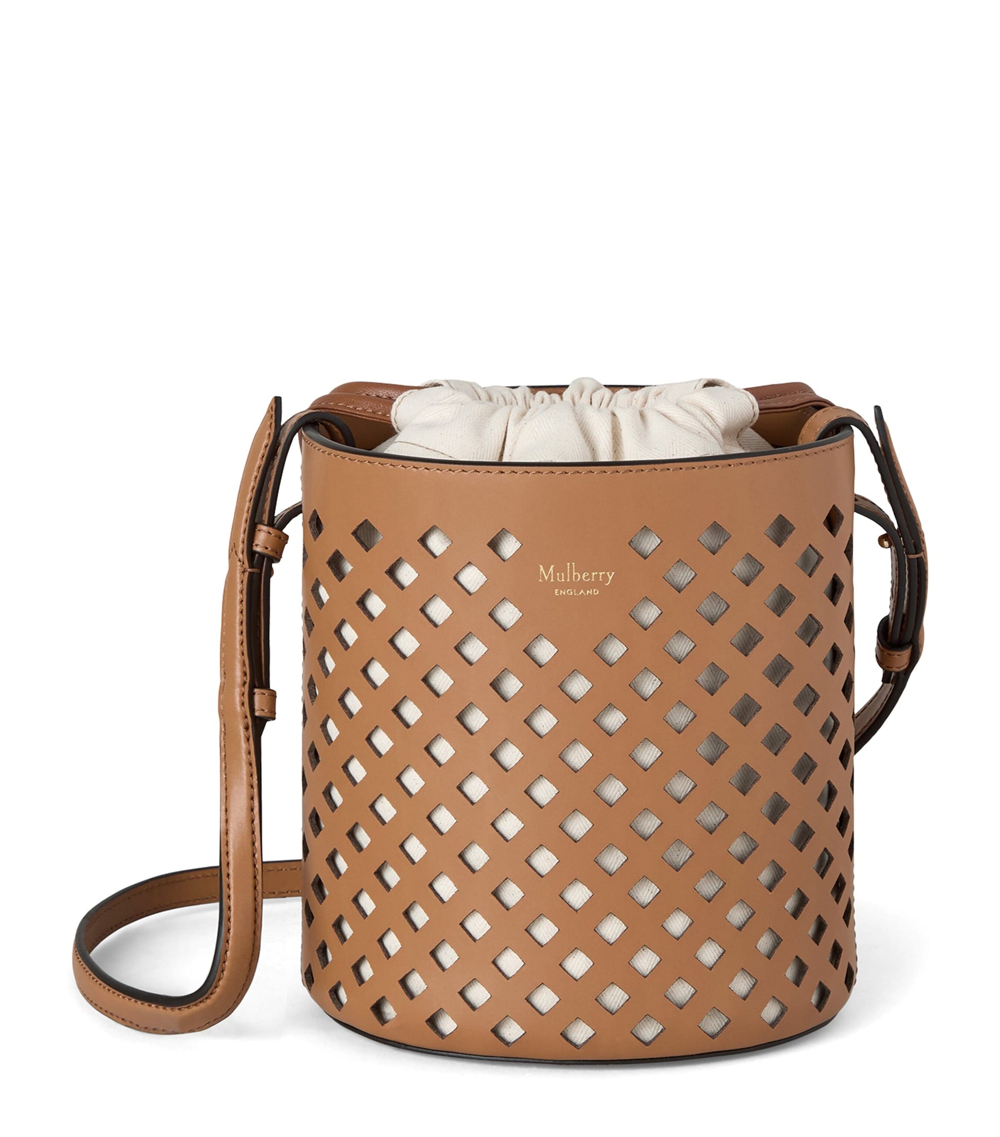Mulberry Brown Leather Perforated Bucket Bag