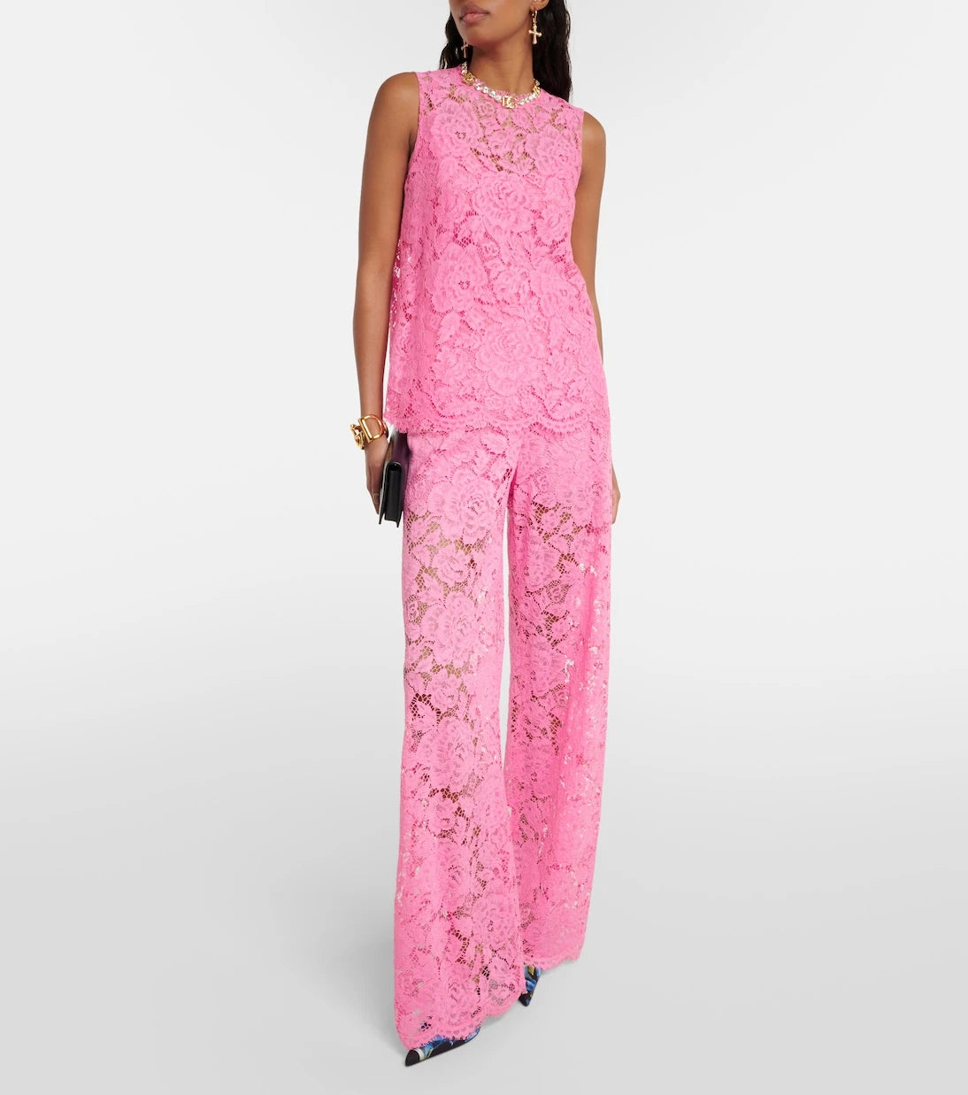 Dolce&Gabbana - Floral crepe de chine lace top