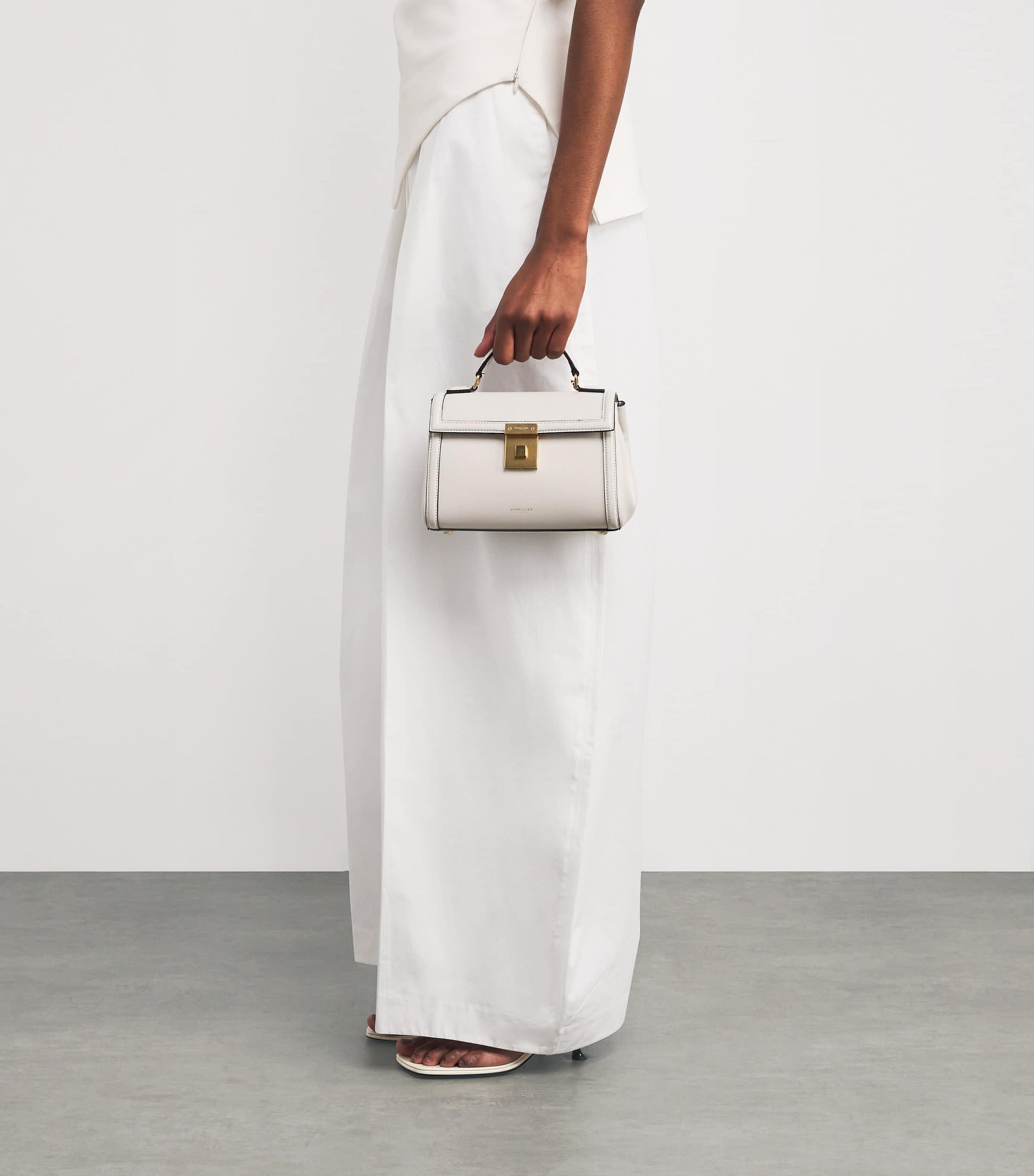 Demellier Ivory Leather Paris Top-Handle Bag