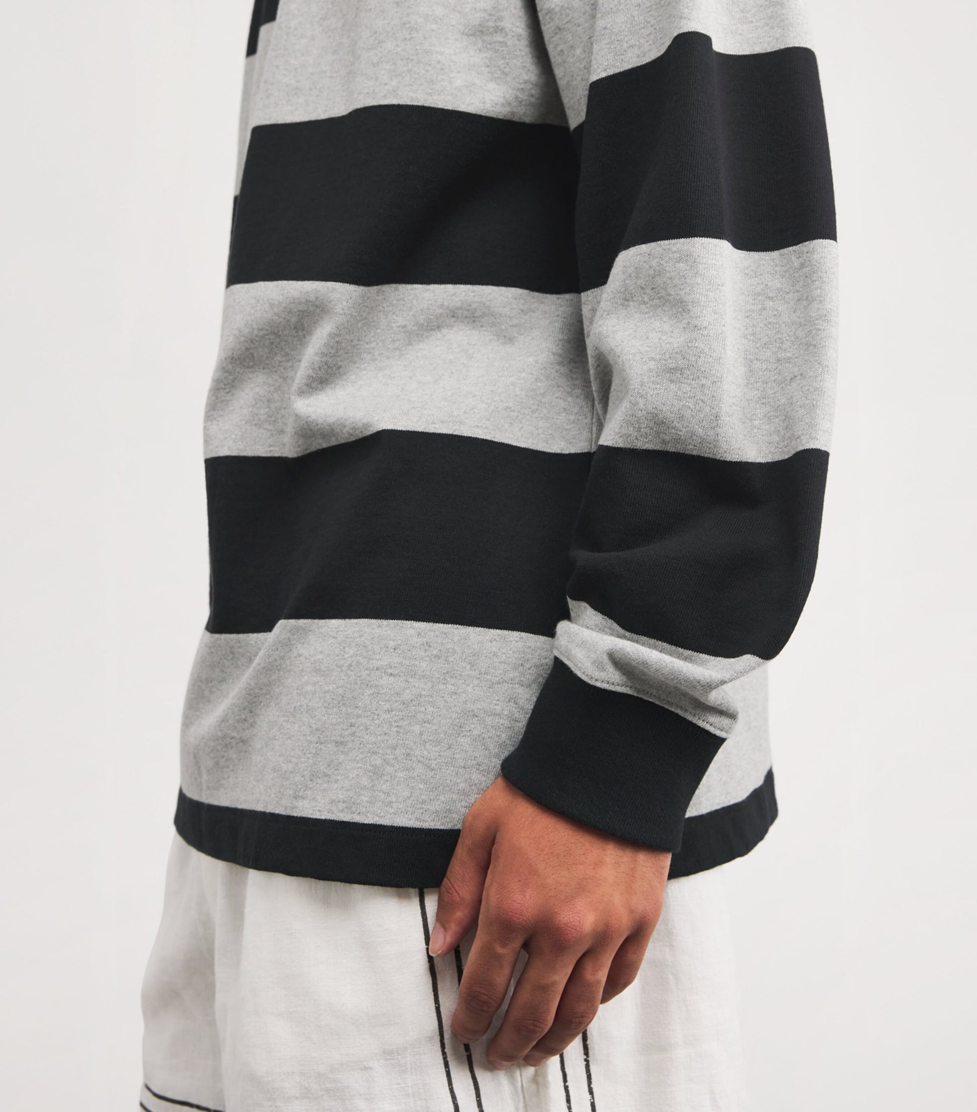 Polo Ralph Lauren Grey Cotton Stripe Big Fit Rugby Shirt