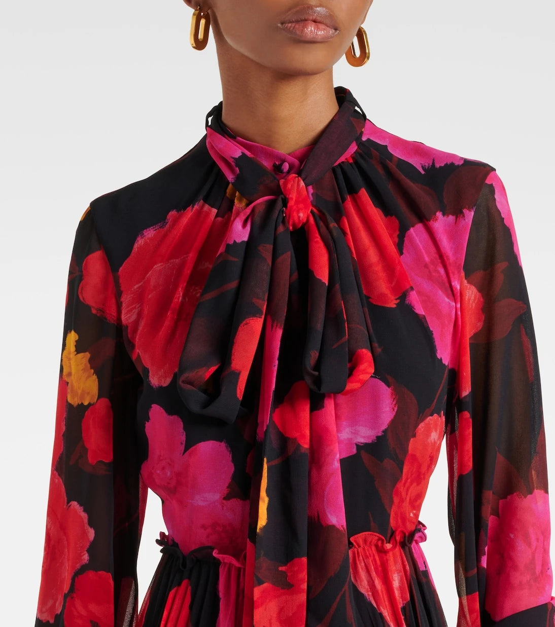 Erdem - Floral pleated voile gown
