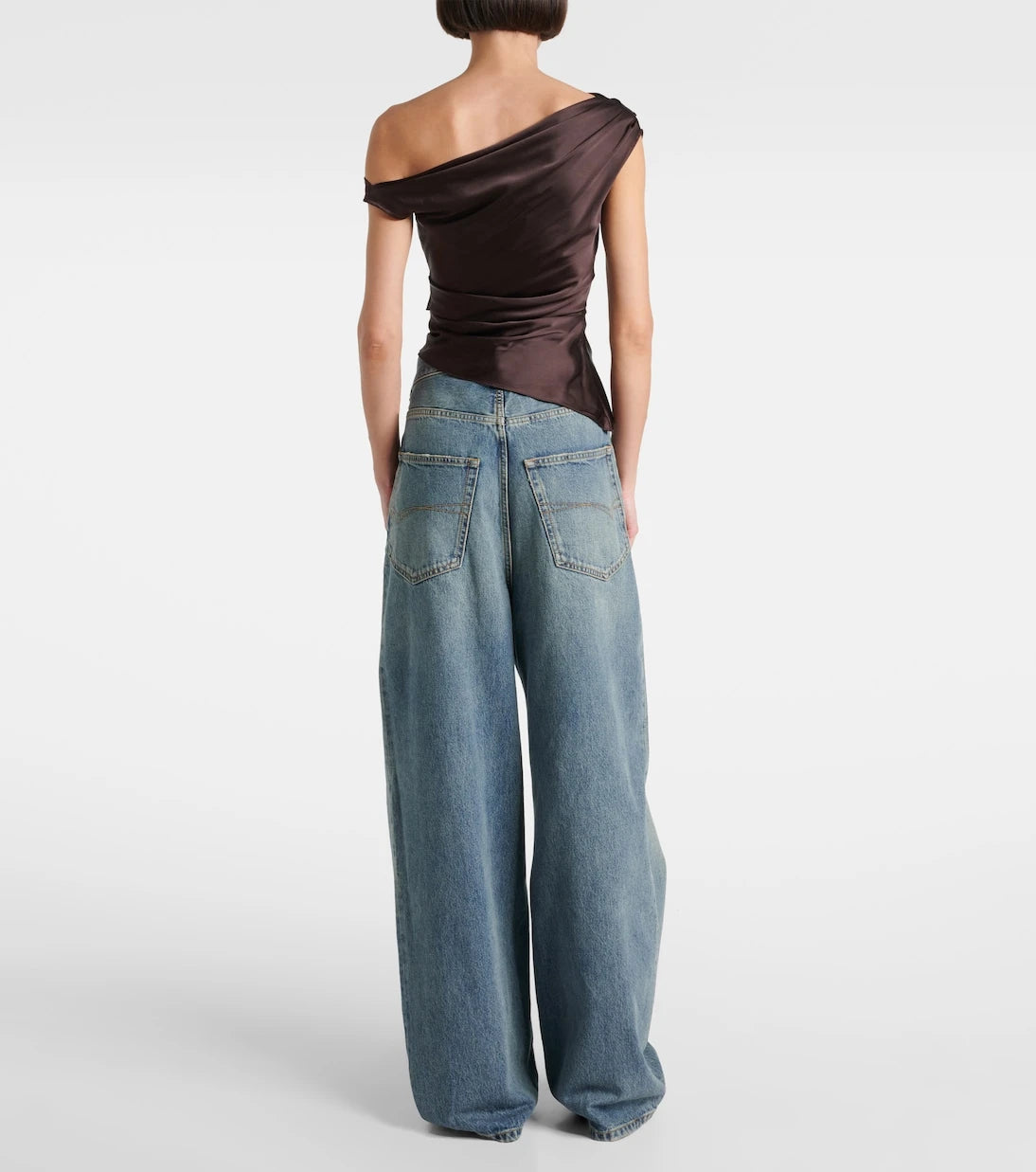 Staud - Phare one-shoulder silk-blend satin top