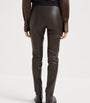 Brunello Cucinelli Brown Leather Slim Leggings