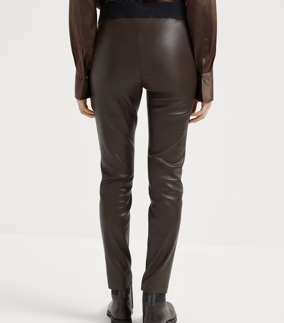 Brunello Cucinelli Brown Leather Slim Leggings