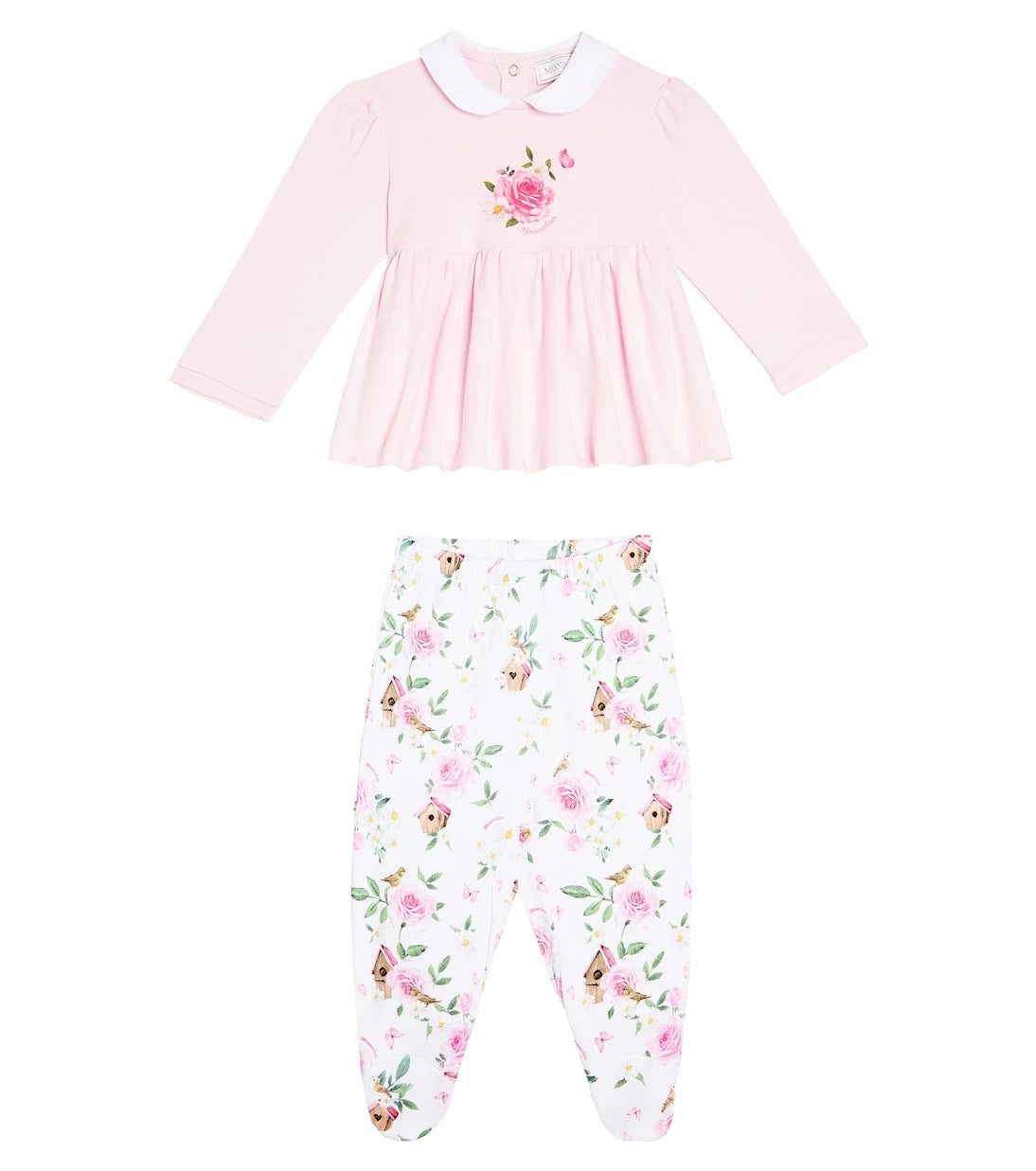 Monnalisa - Baby floral top and footed pants set