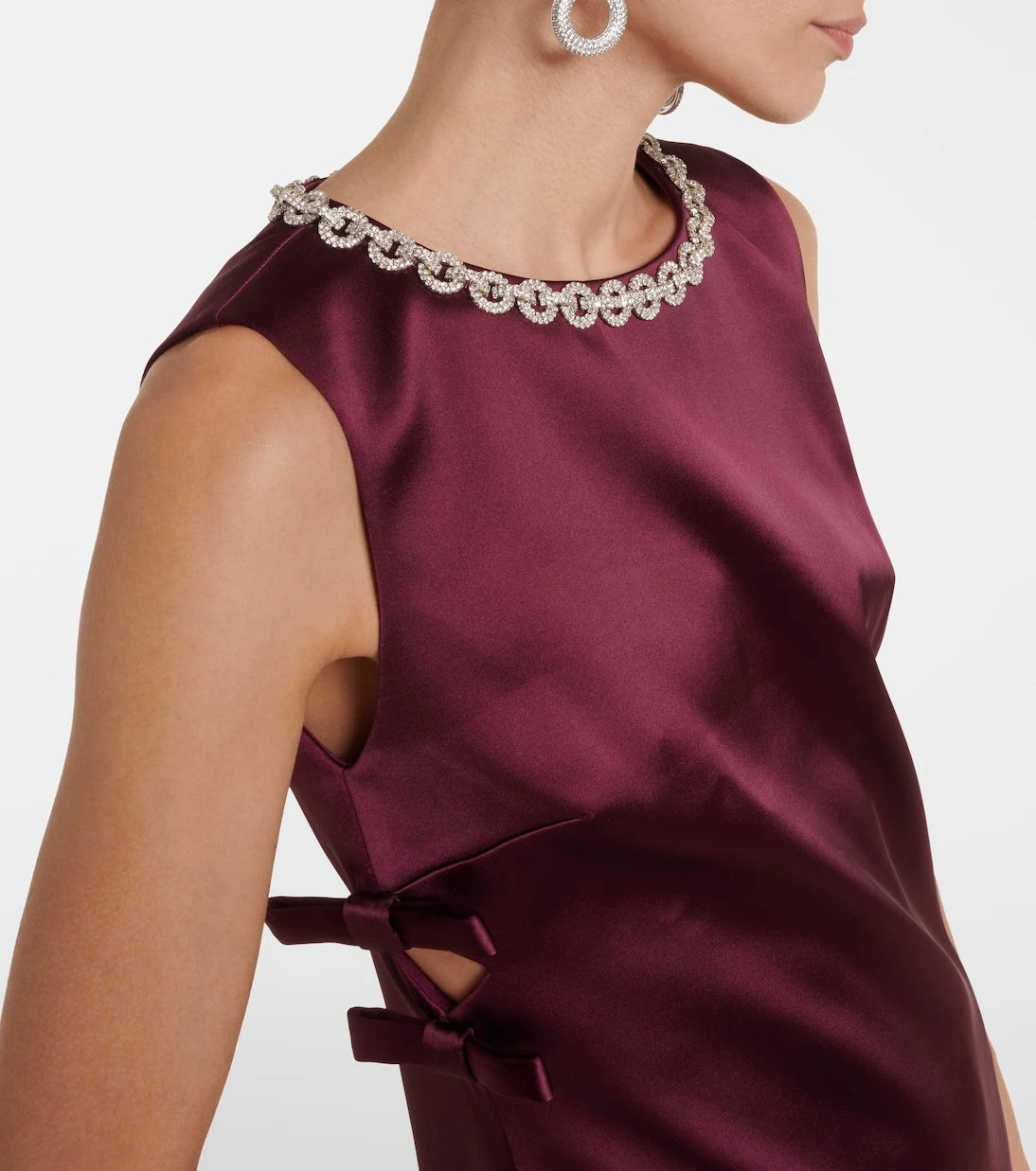 Self-Portrait - Bow-detail embellished satin minidress