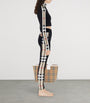 Black Stretch-Jersey Check-Trim Leggings