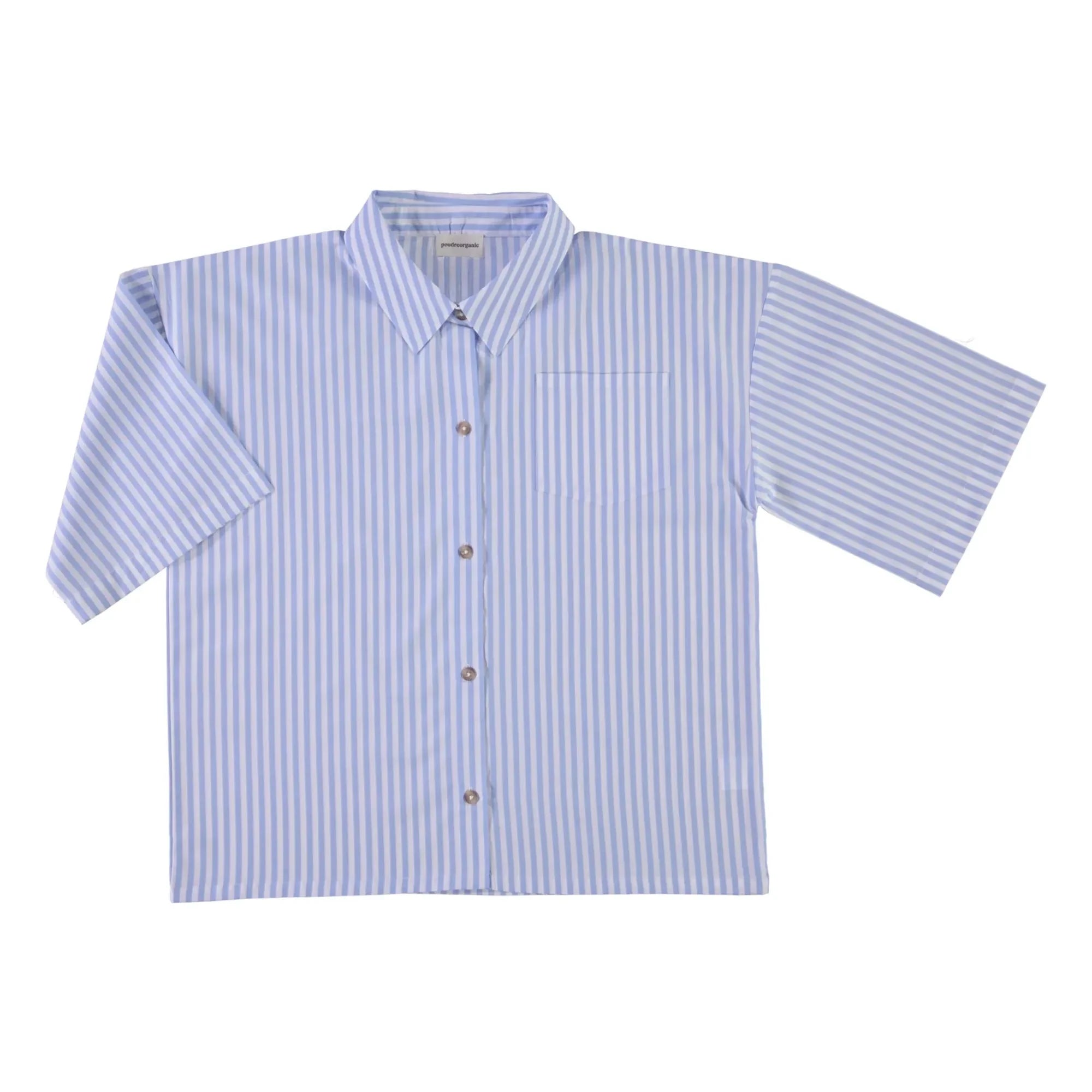 Poudre Organic - Caraway Stripes Cotton Poplin Shirt | Blue