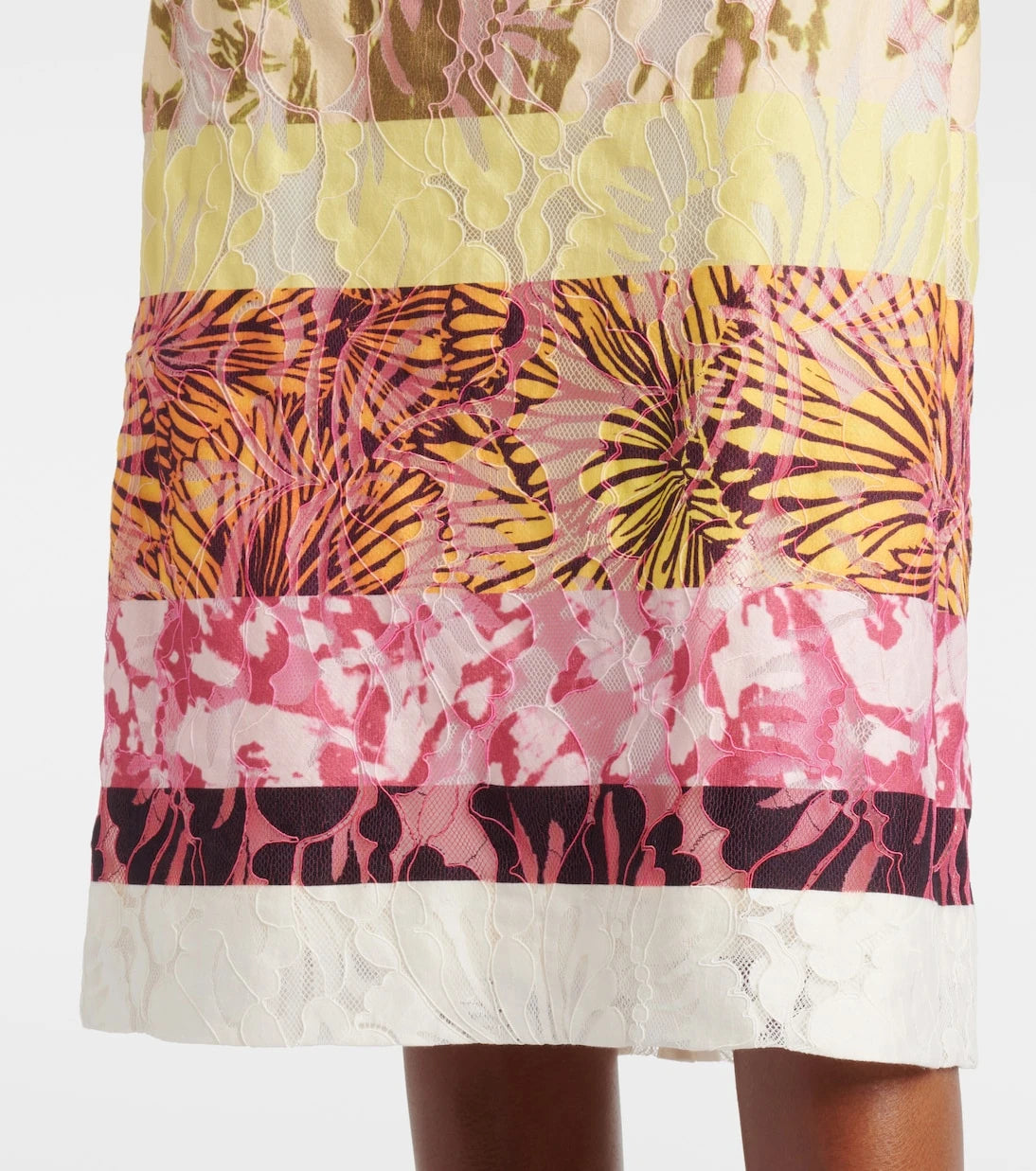 Dries Van Noten - Colorblocked gathered midi skirt