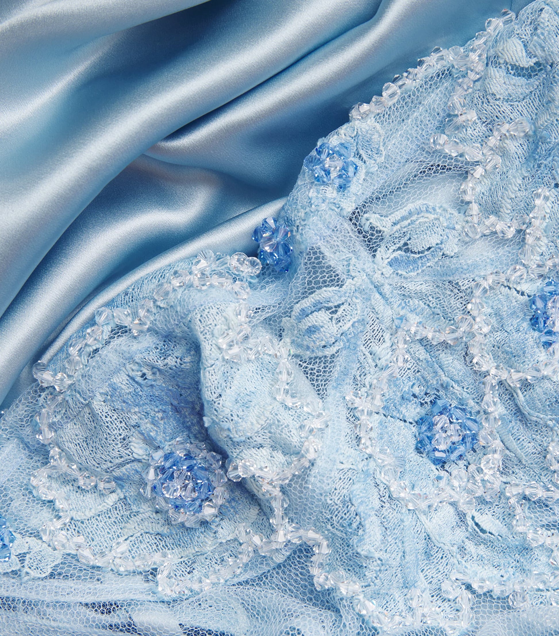 Silk Embellished Slip Dress LIGHT BLUE/WHIT