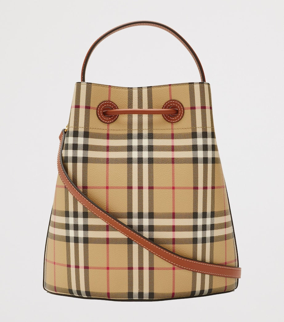 Brown Small Check Monogram Bucket Bag