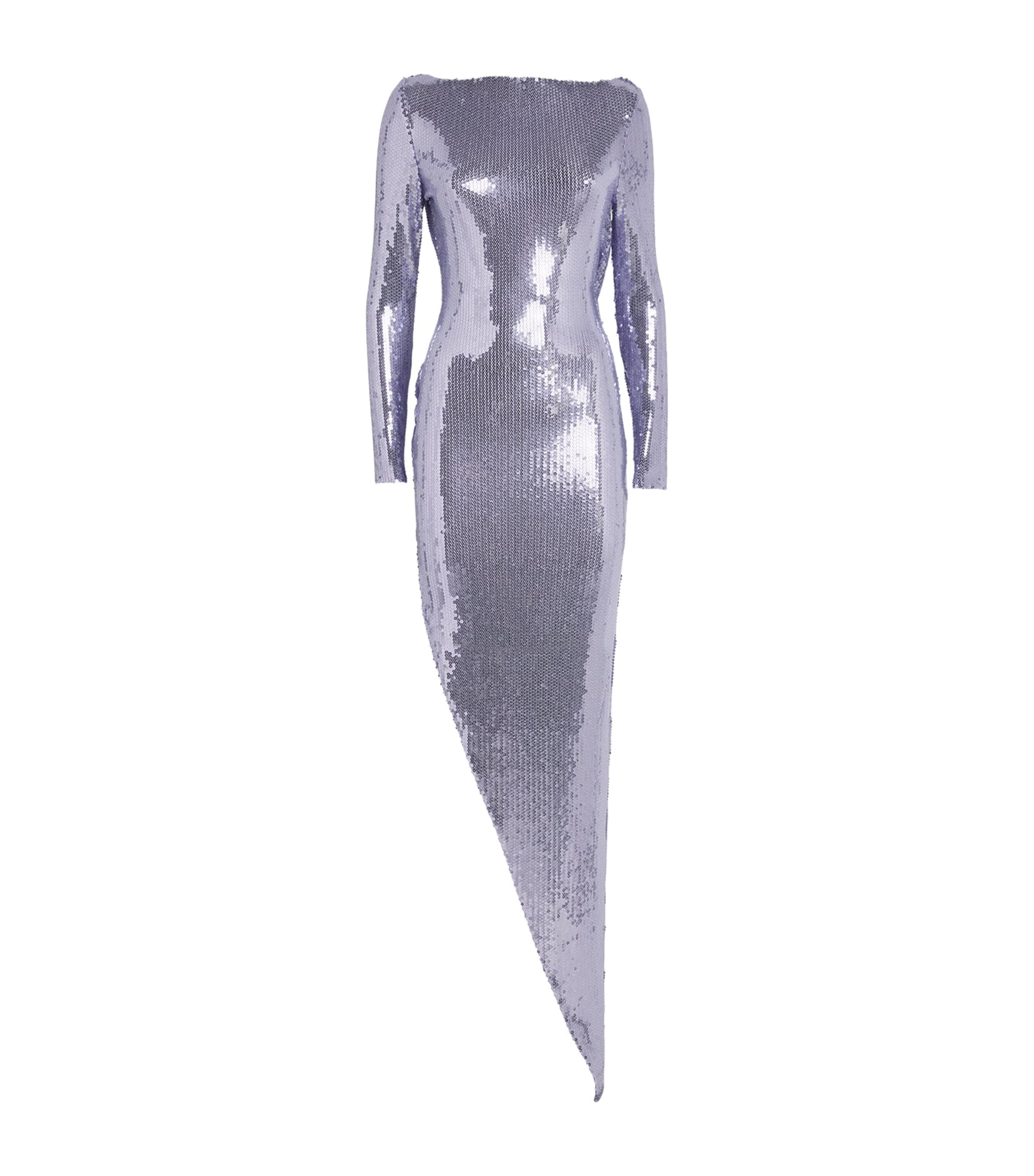 Purple Sequin Asymetric-Drape Gown