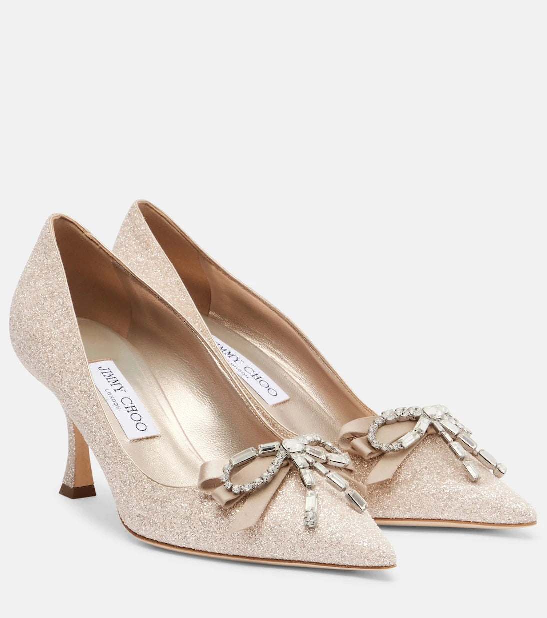 Jimmy Choo - حذاء أوريا 70 بالكعب العالي اللامع والمزين بالكريستال