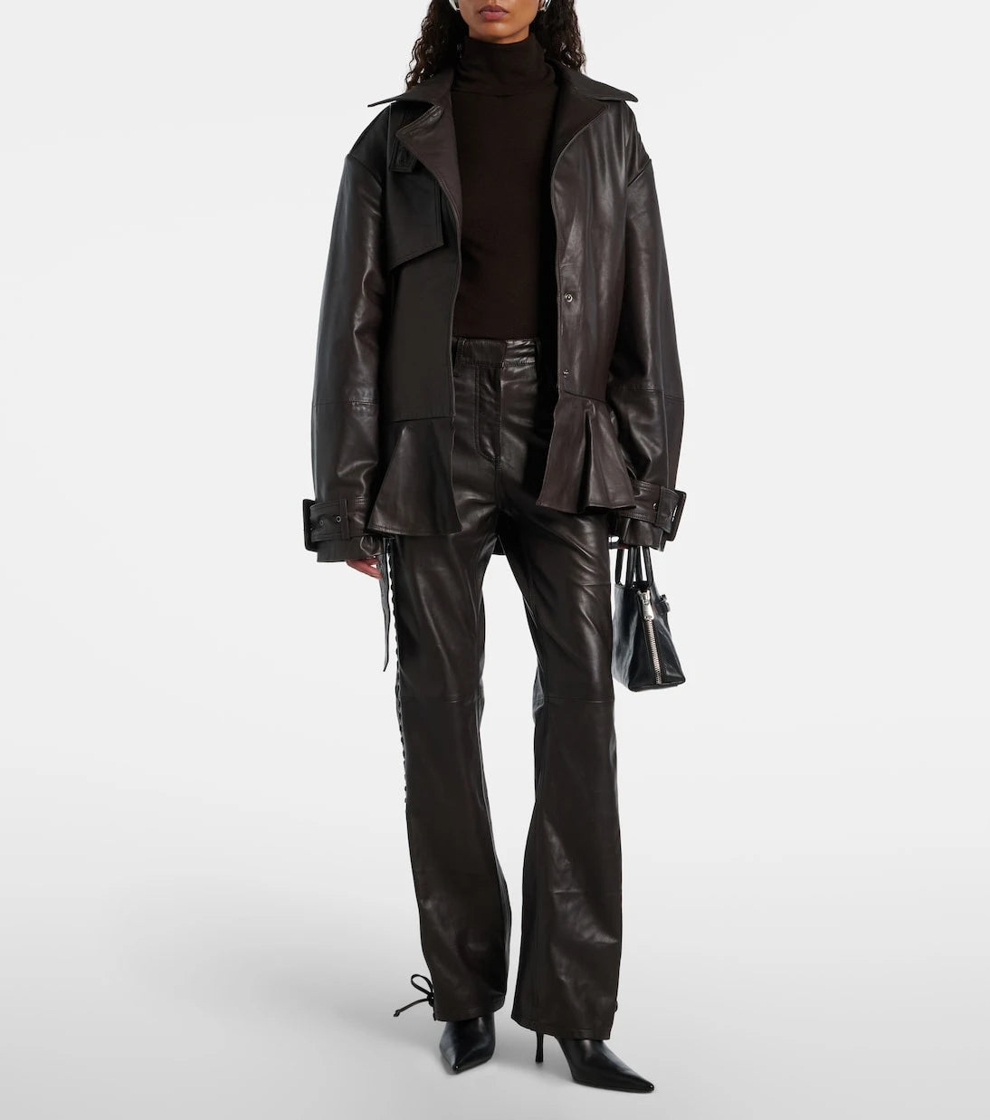 Rotate - Belted leather biker jacket