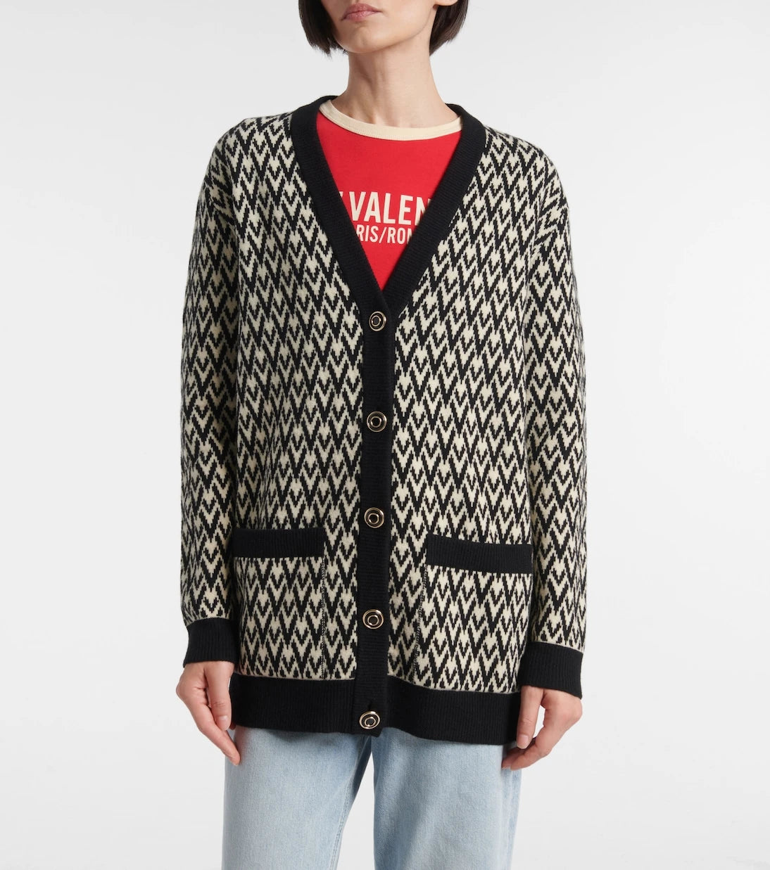 Valentino - Toute La V virgin wool jacquard cardigan