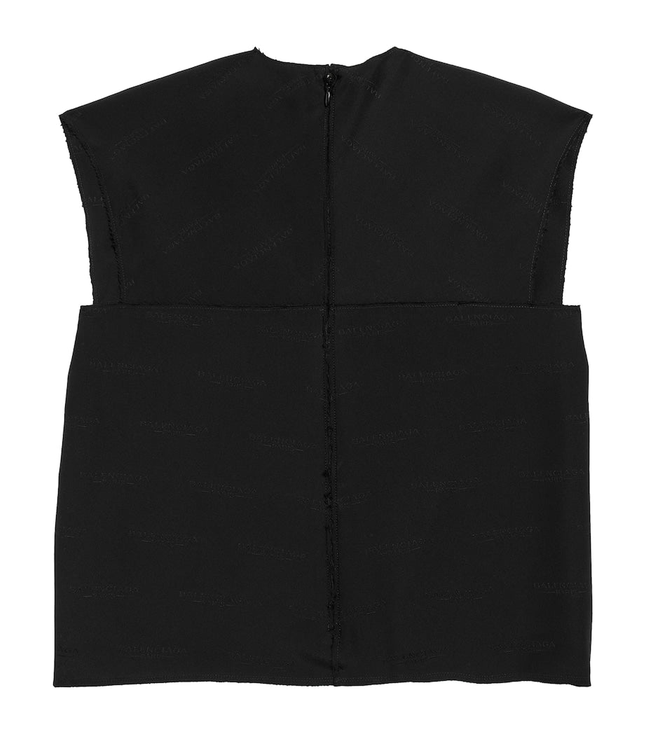 Balenciaga Black Silk Jacquard License Top