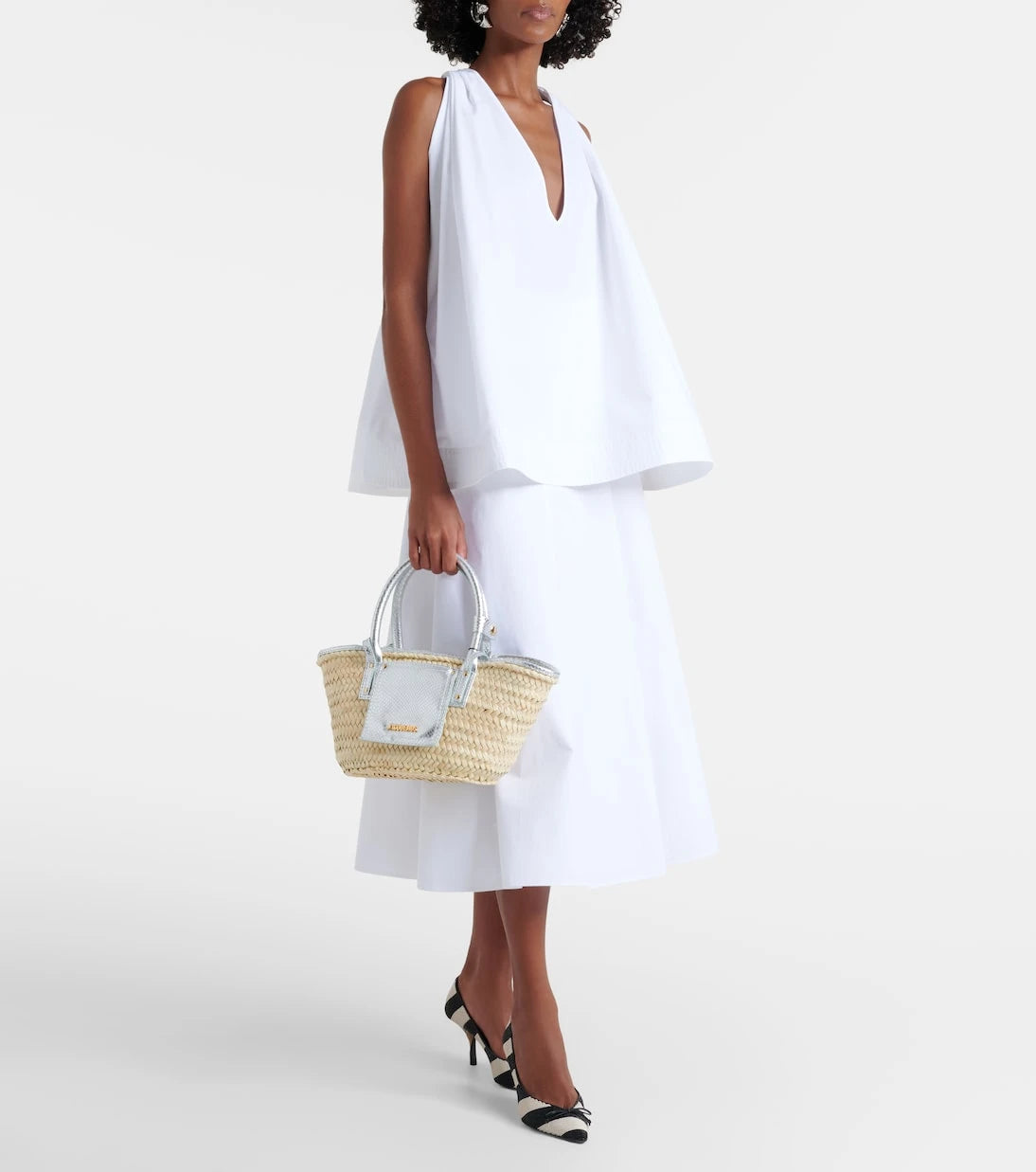 Jacquemus - Soli Small croc-effect raffia basket bag