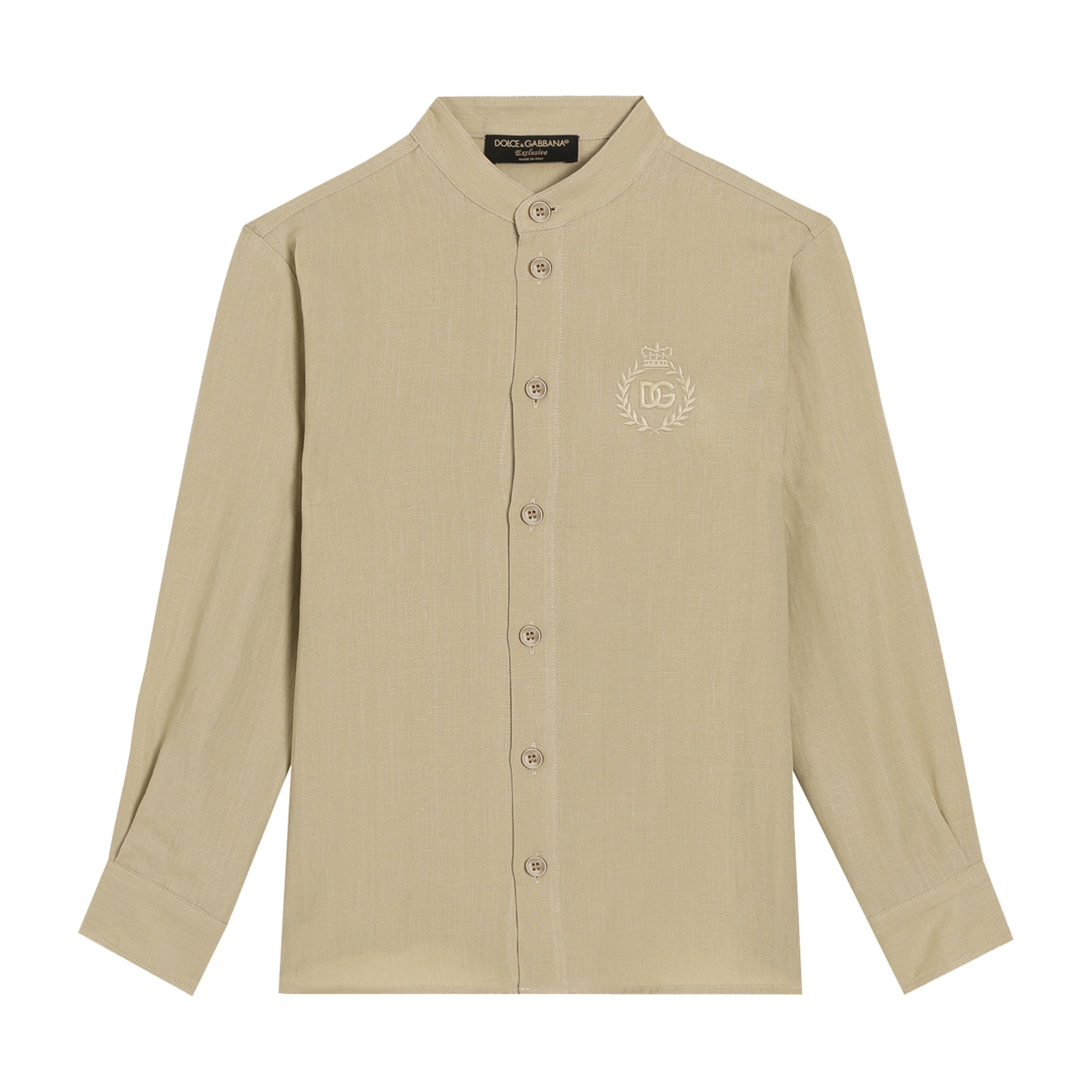 Dolce & Gabbana Kids Linen Embroidered-Logo Shirt (8-12+ Years)