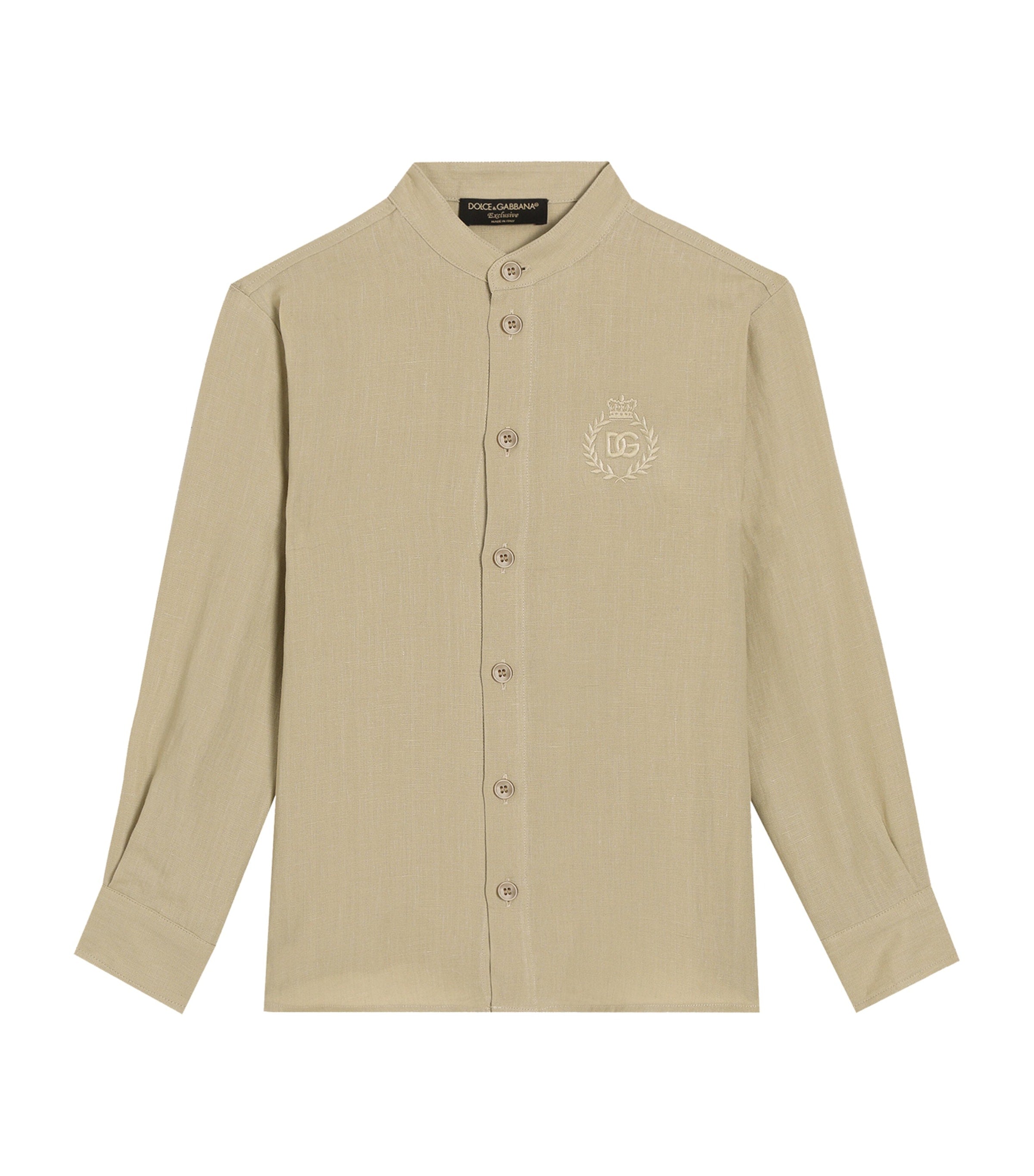 Dolce & Gabbana Kids Linen Embroidered-Logo Shirt (8-12+ Years)