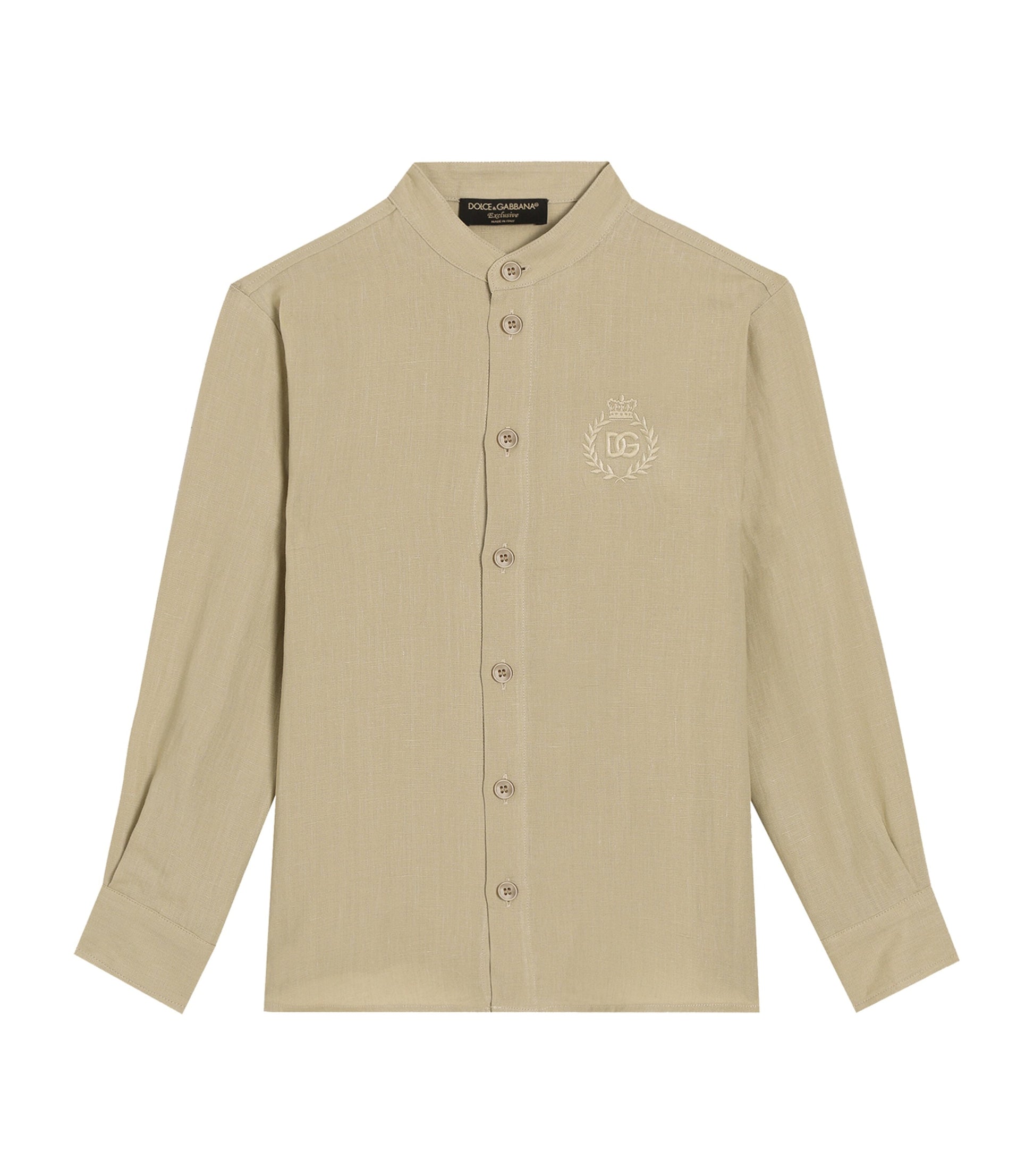 Dolce & Gabbana Kids Linen Embroidered-Logo Shirt (8-12+ Years)