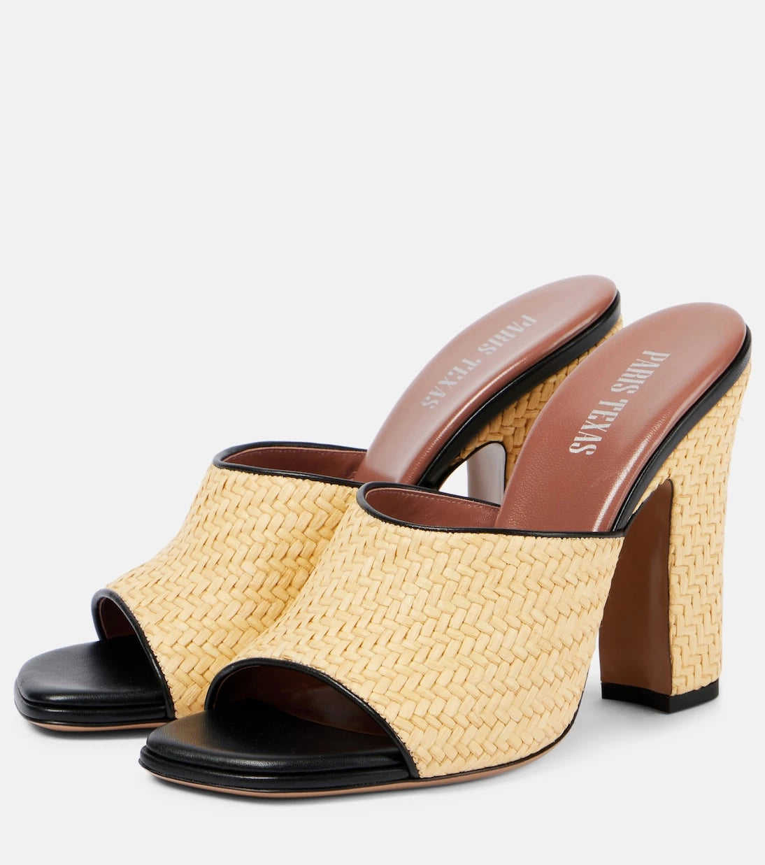 Paris Texas - Ava 100 raffia and leather mules