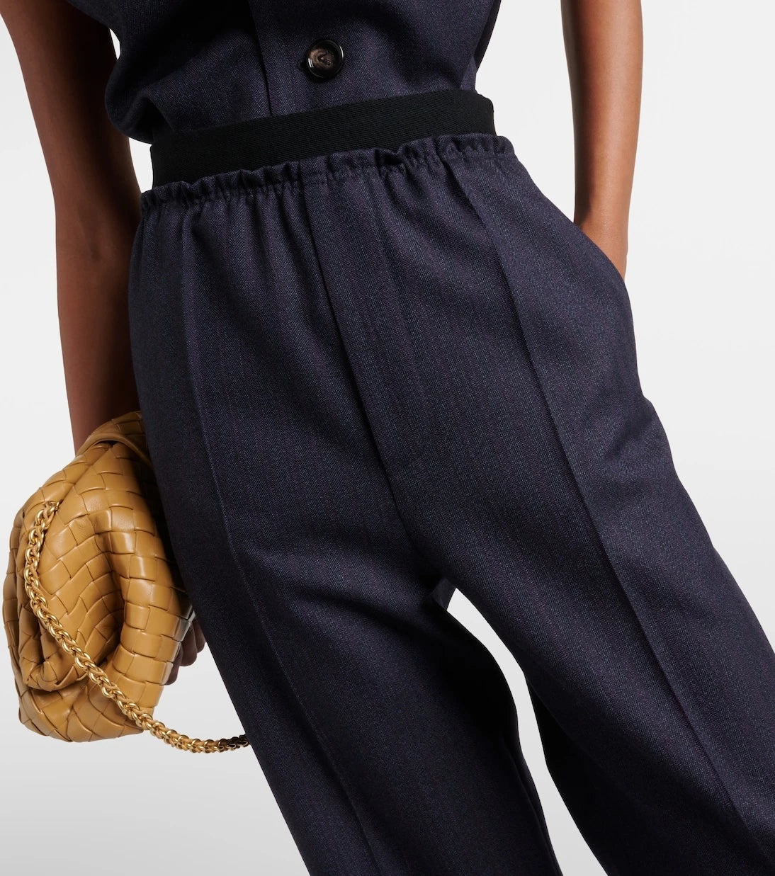 Bottega Veneta - Striped high-rise wool straight pants