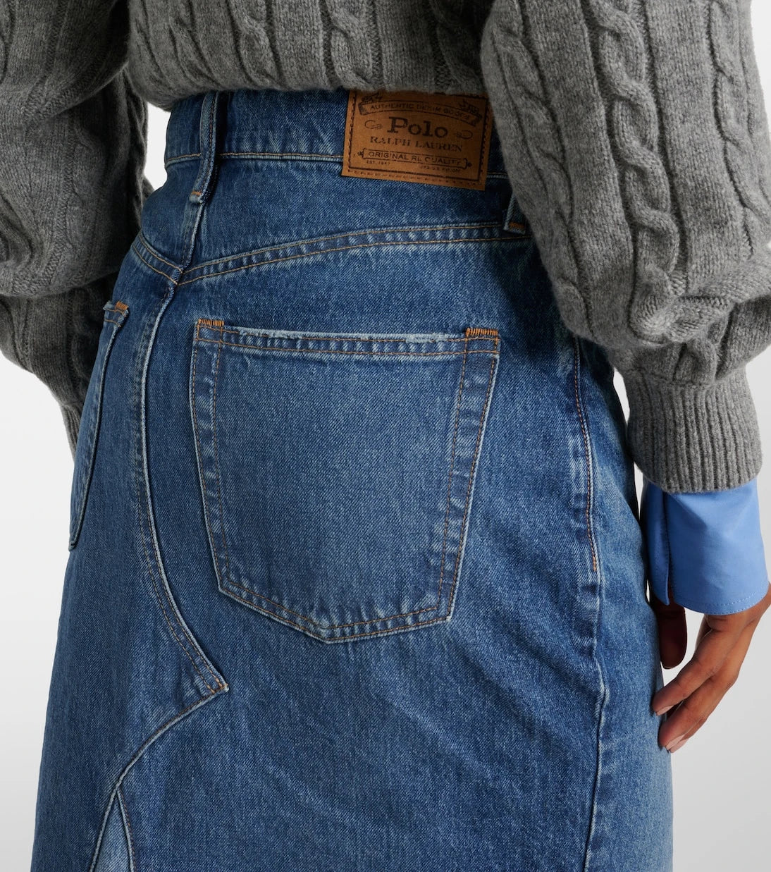 Polo Ralph Lauren - Deconstructed denim midi skirt