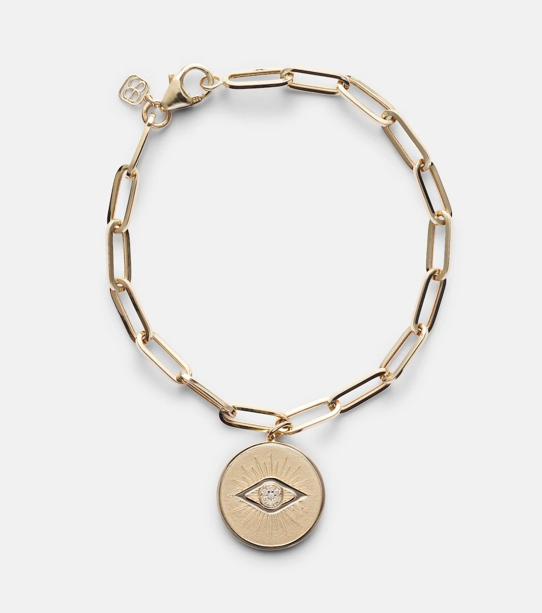 Sydney Evan - Evil Eye Coin 14kt gold chain bracelet