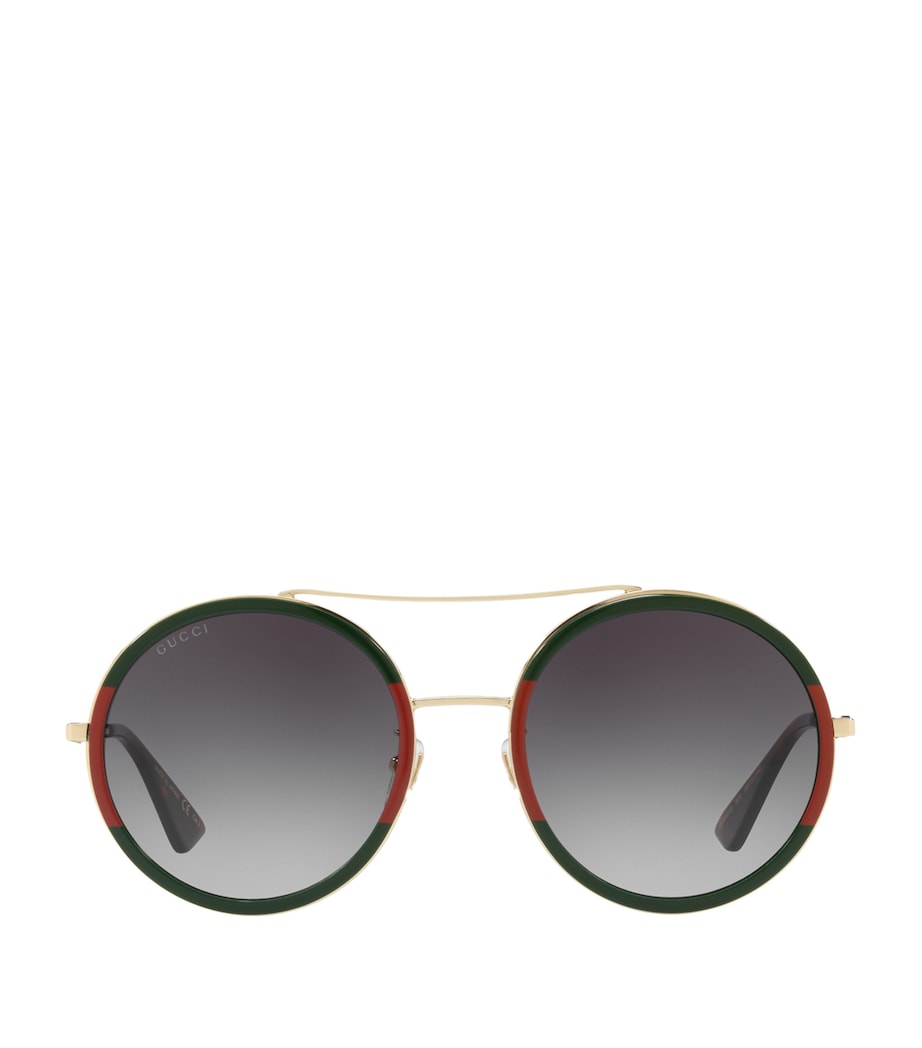Brown Stripe Oval Pilot Sunglasses