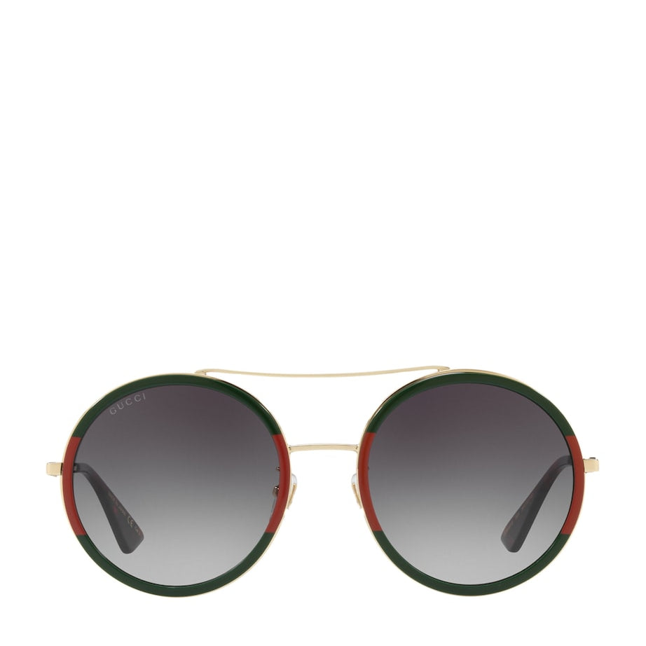 Brown Stripe Oval Pilot Sunglasses