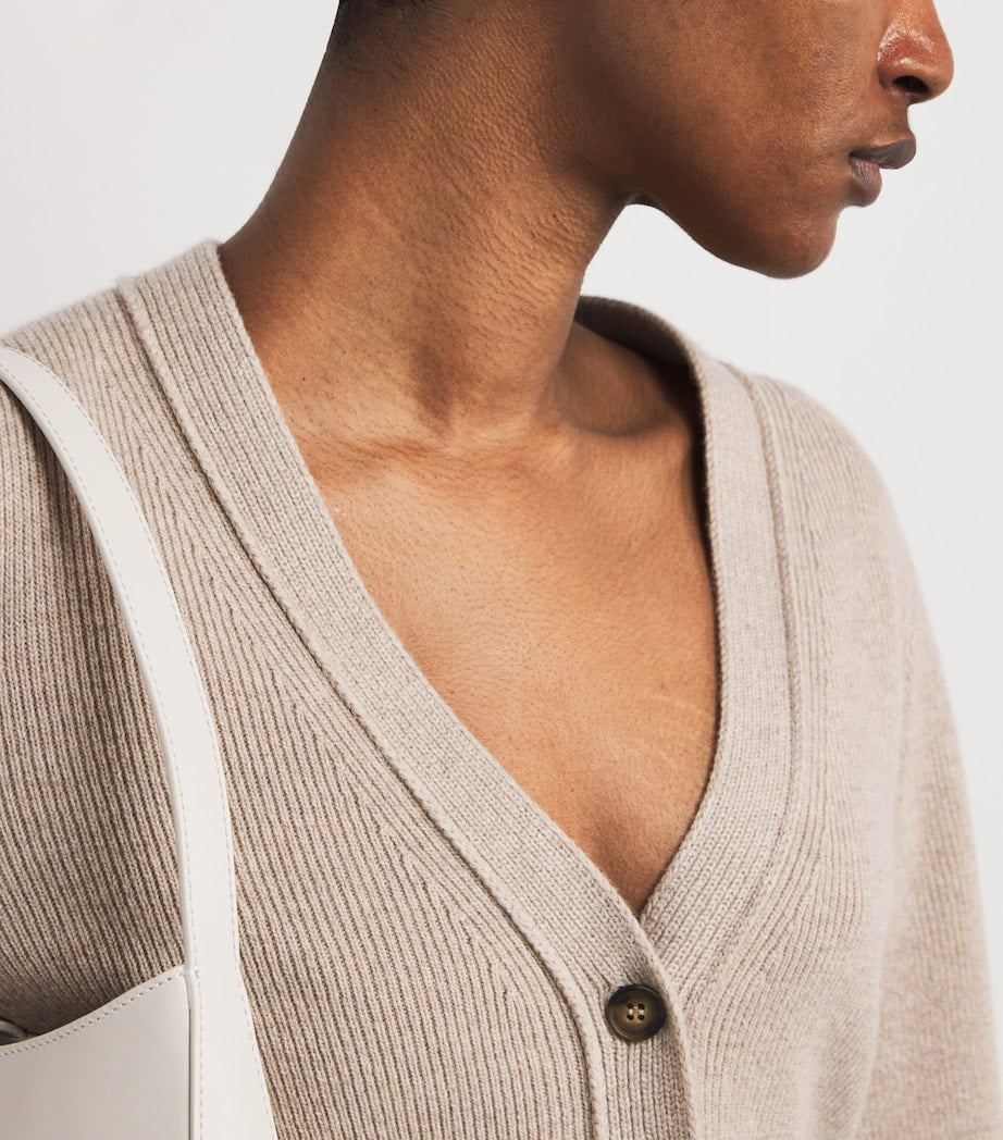 ME+EM Beige Wool-Cashmere Contour Cardigan