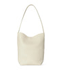 White Small Park Leather Tote Bag