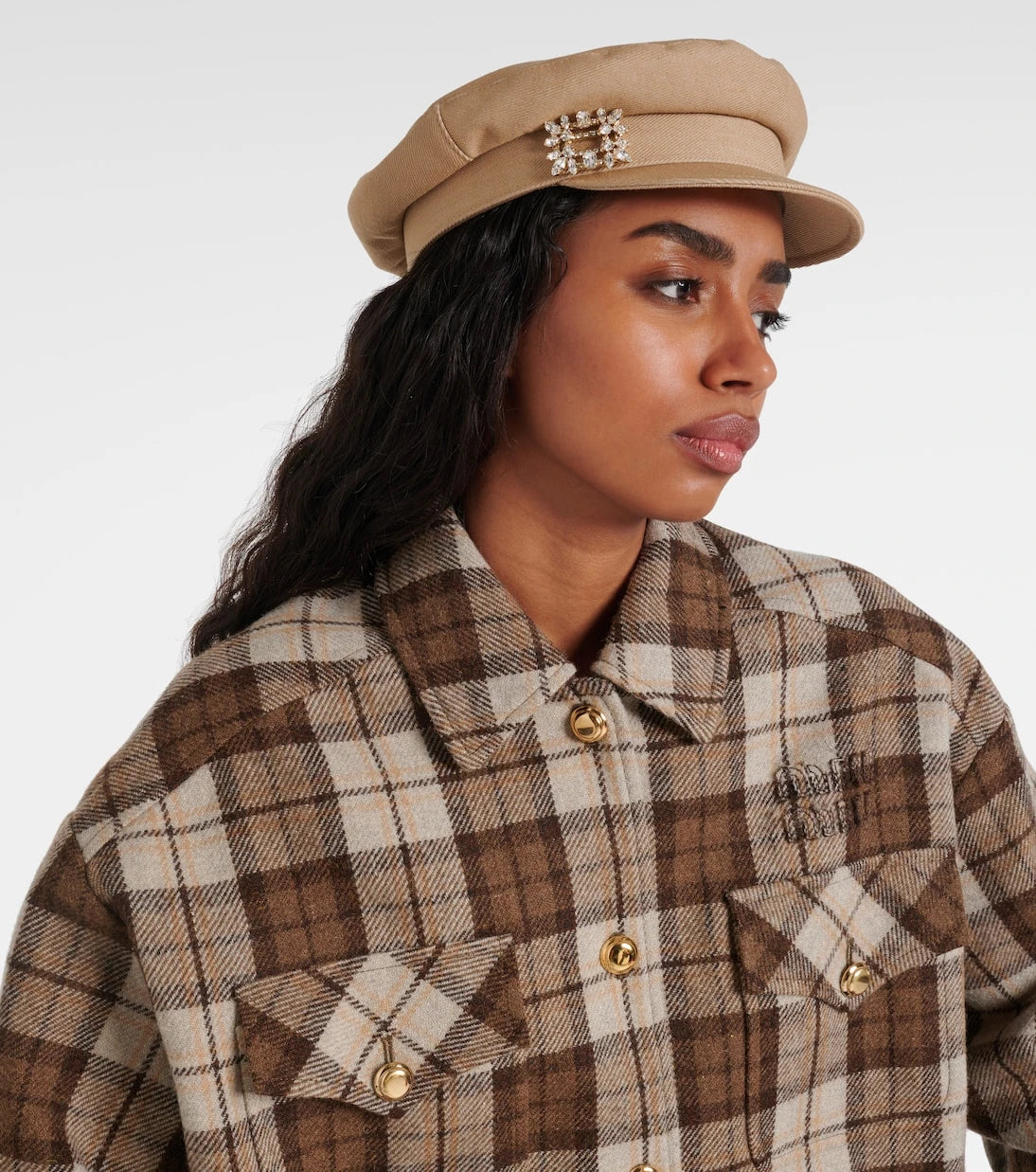 Roger Vivier - Broche Vivier denim newsboy cap