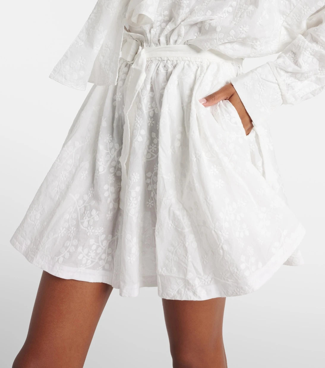 Norma Kamali - Bow-detail embroidered cotton minidress