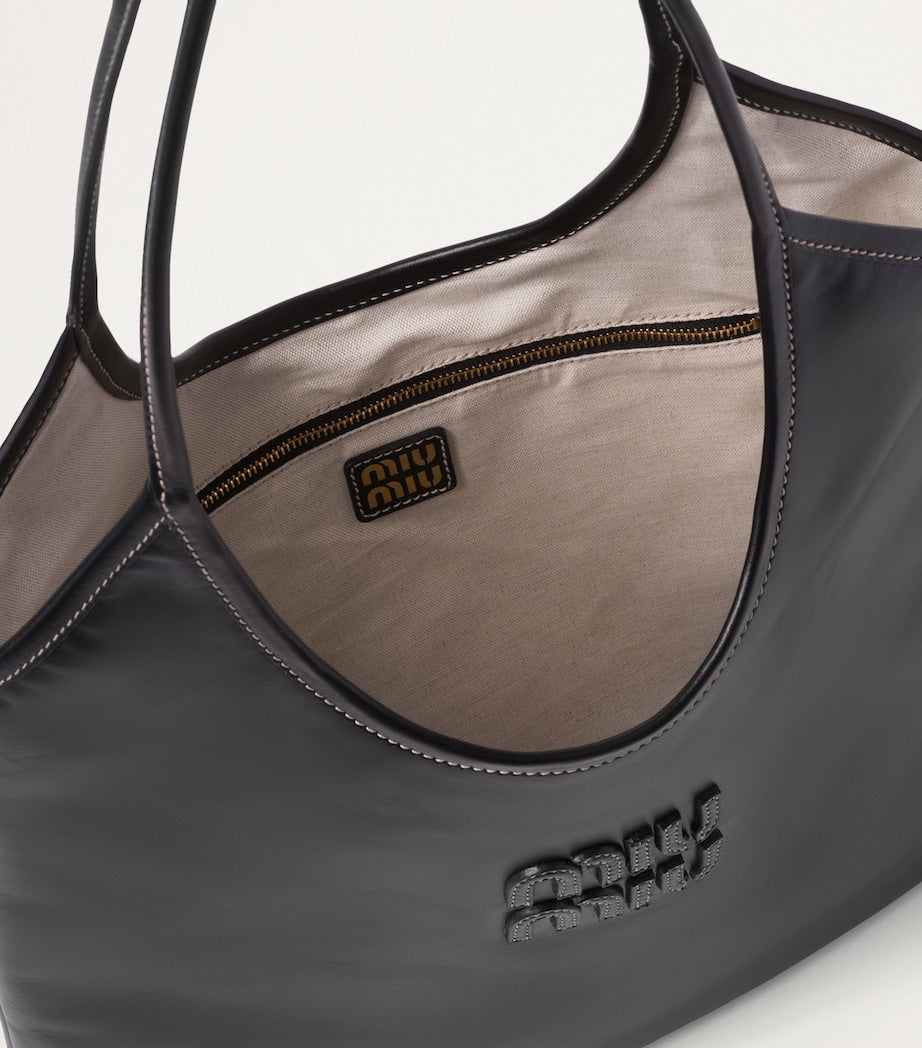 Black Leather Ivy Tote Bag