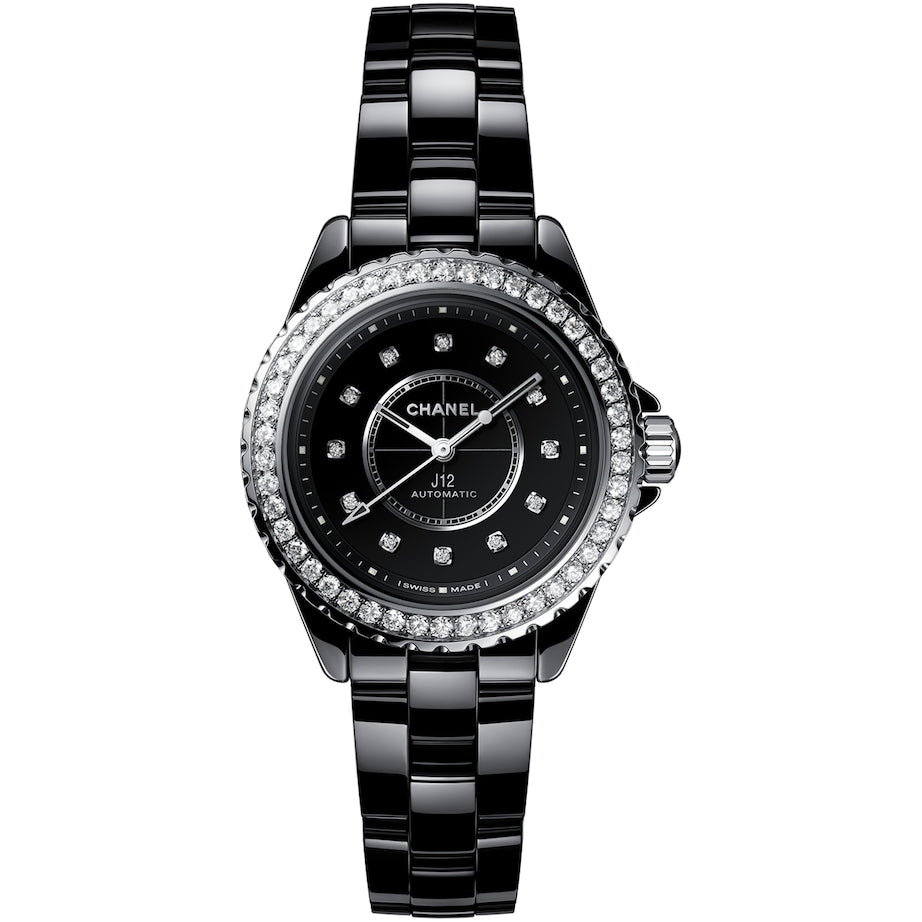 CHANEL Ceramic, Steel and Diamond J12 Calibre 12.2 Watch 33mm