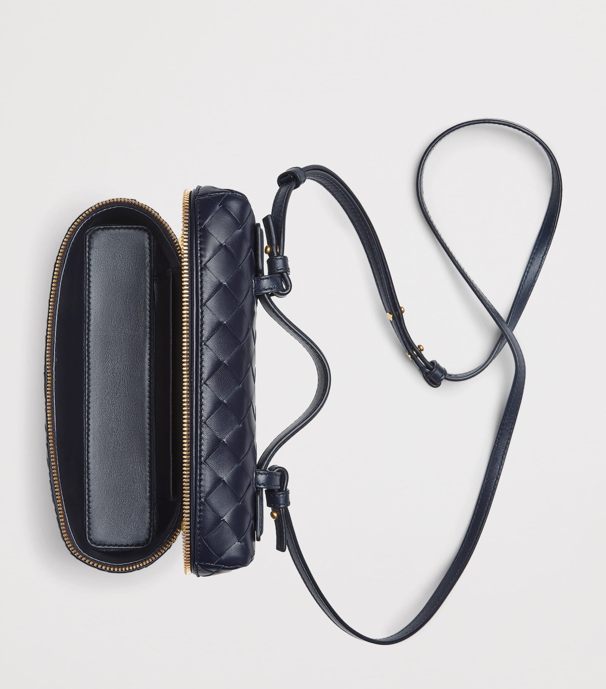 Bottega Veneta Blue Calfskin Bang Bang Vanity Case Bag