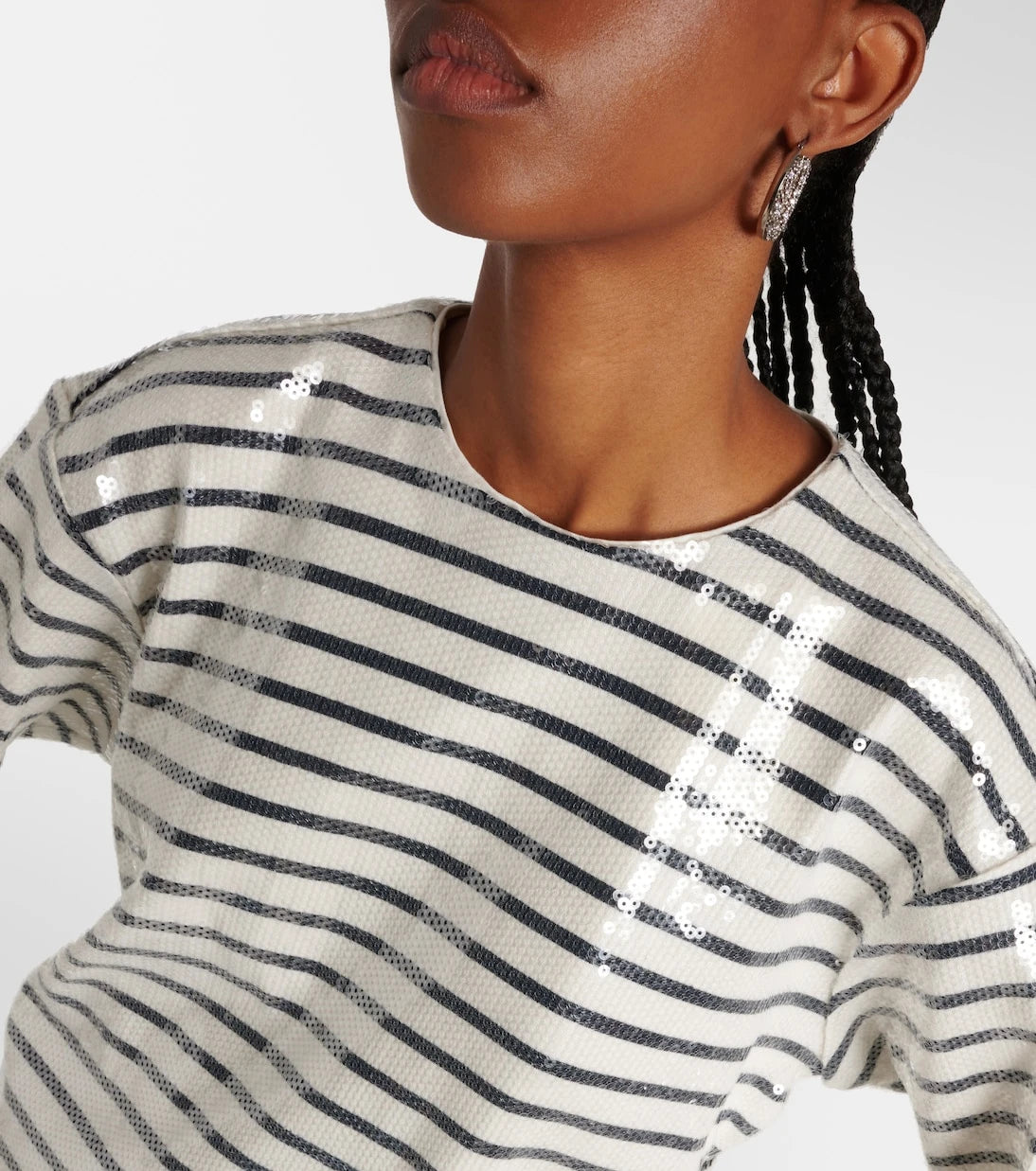Frame - Sequined striped cotton top coat